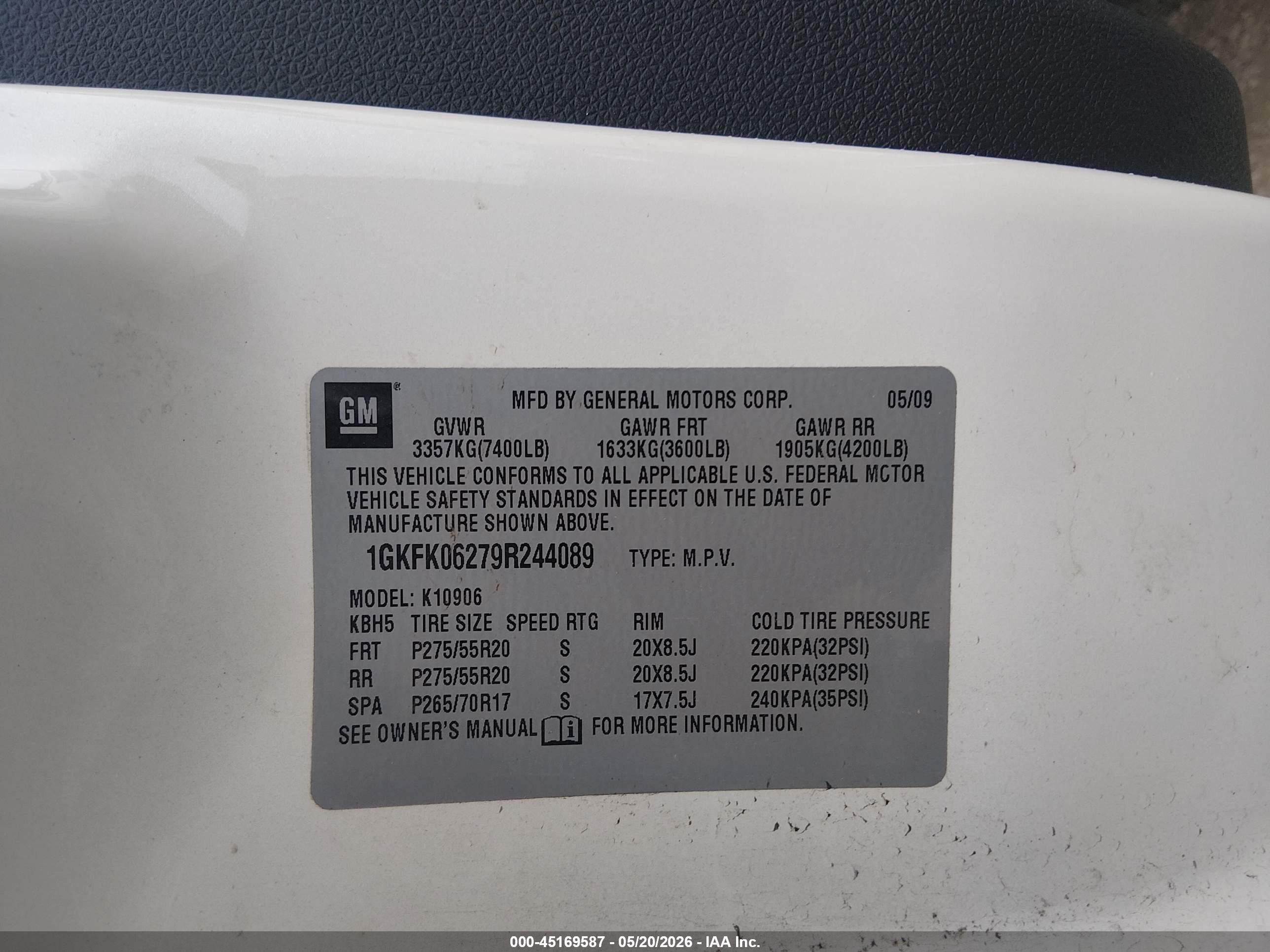 2009 Gmc Yukon Xl 1500 Denali White vin: 1GKFK06279R244089