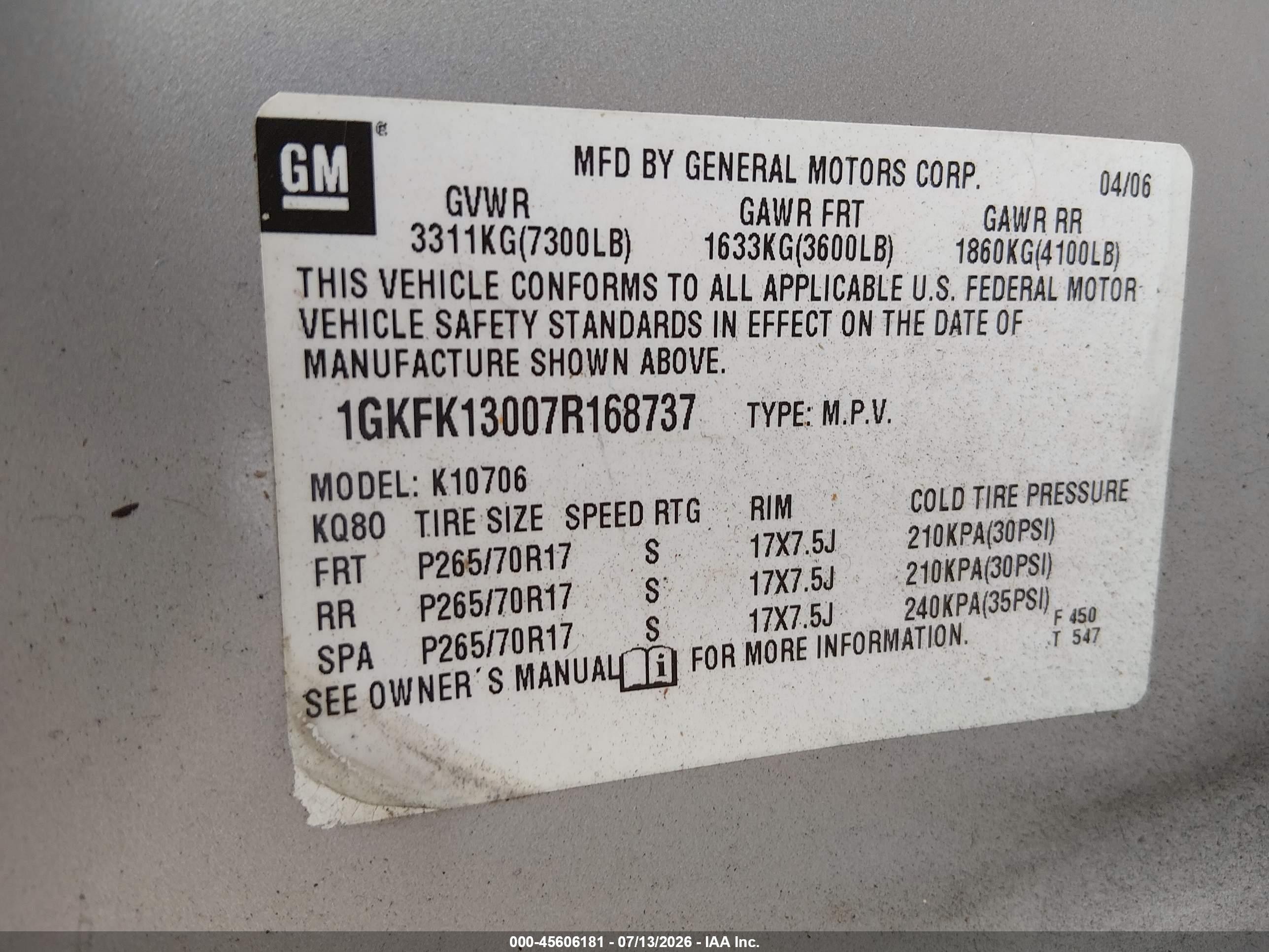 2007 Gmc Yukon Slt Tan vin: 1GKFK13007R168737