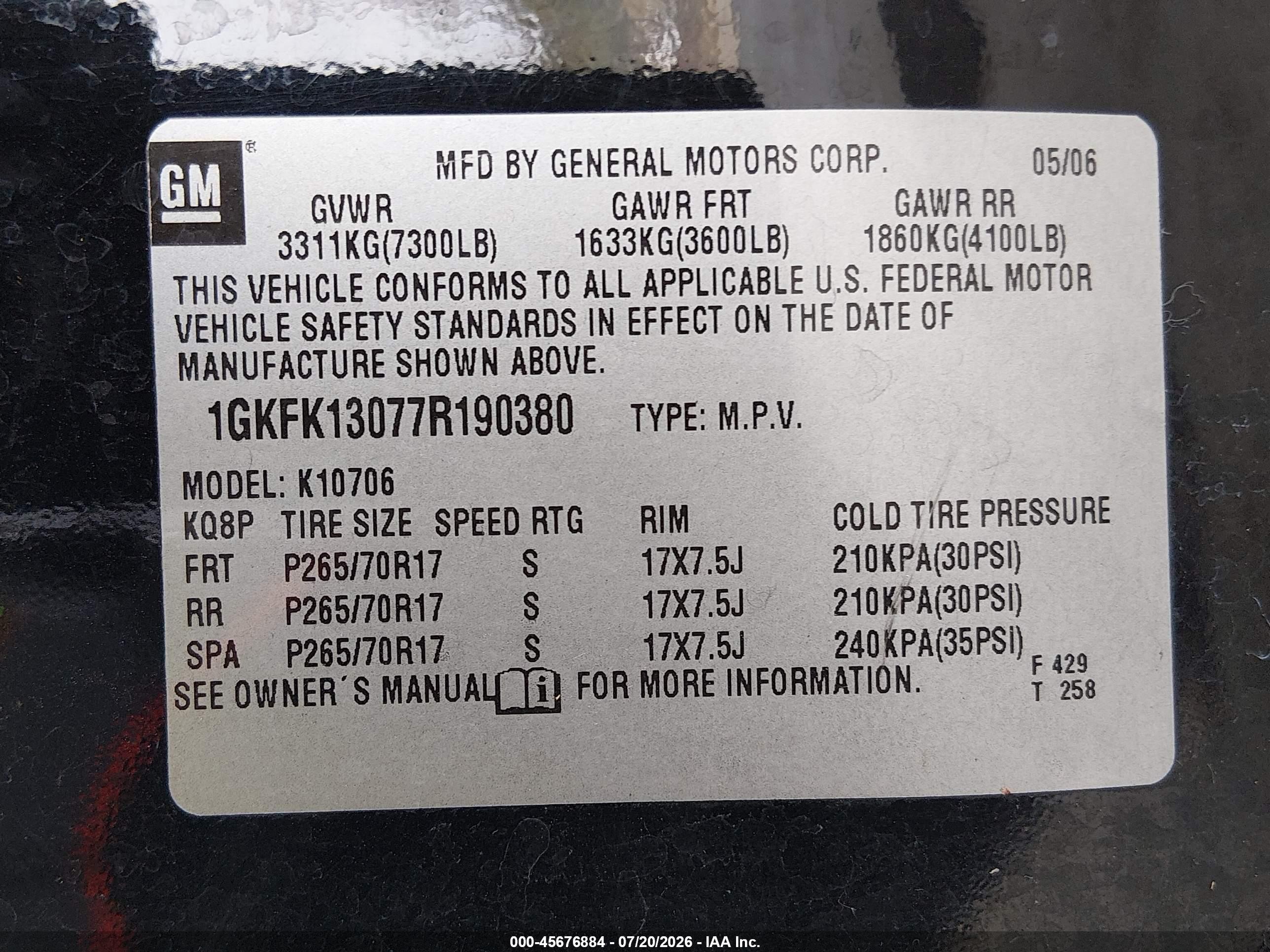 2007 Gmc Yukon Slt Черный vin: 1GKFK13077R190380