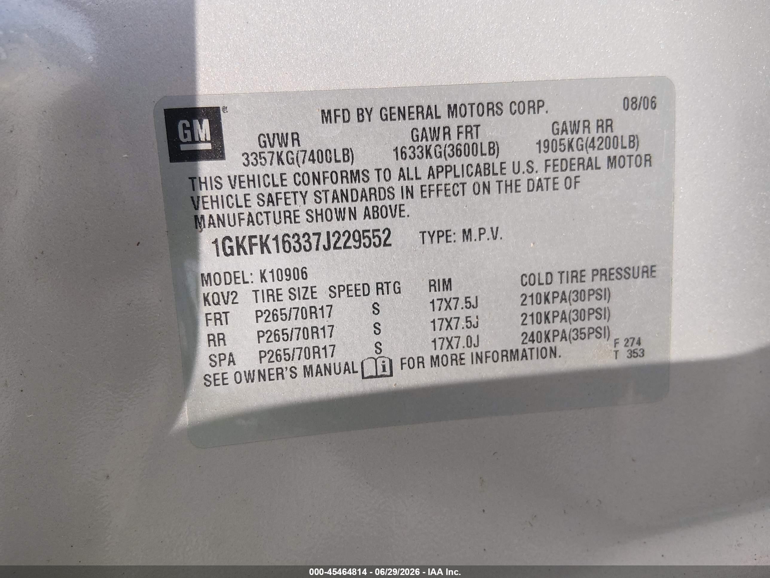 2007 Gmc Yukon Xl Slt Gray vin: 1GKFK16337J229552