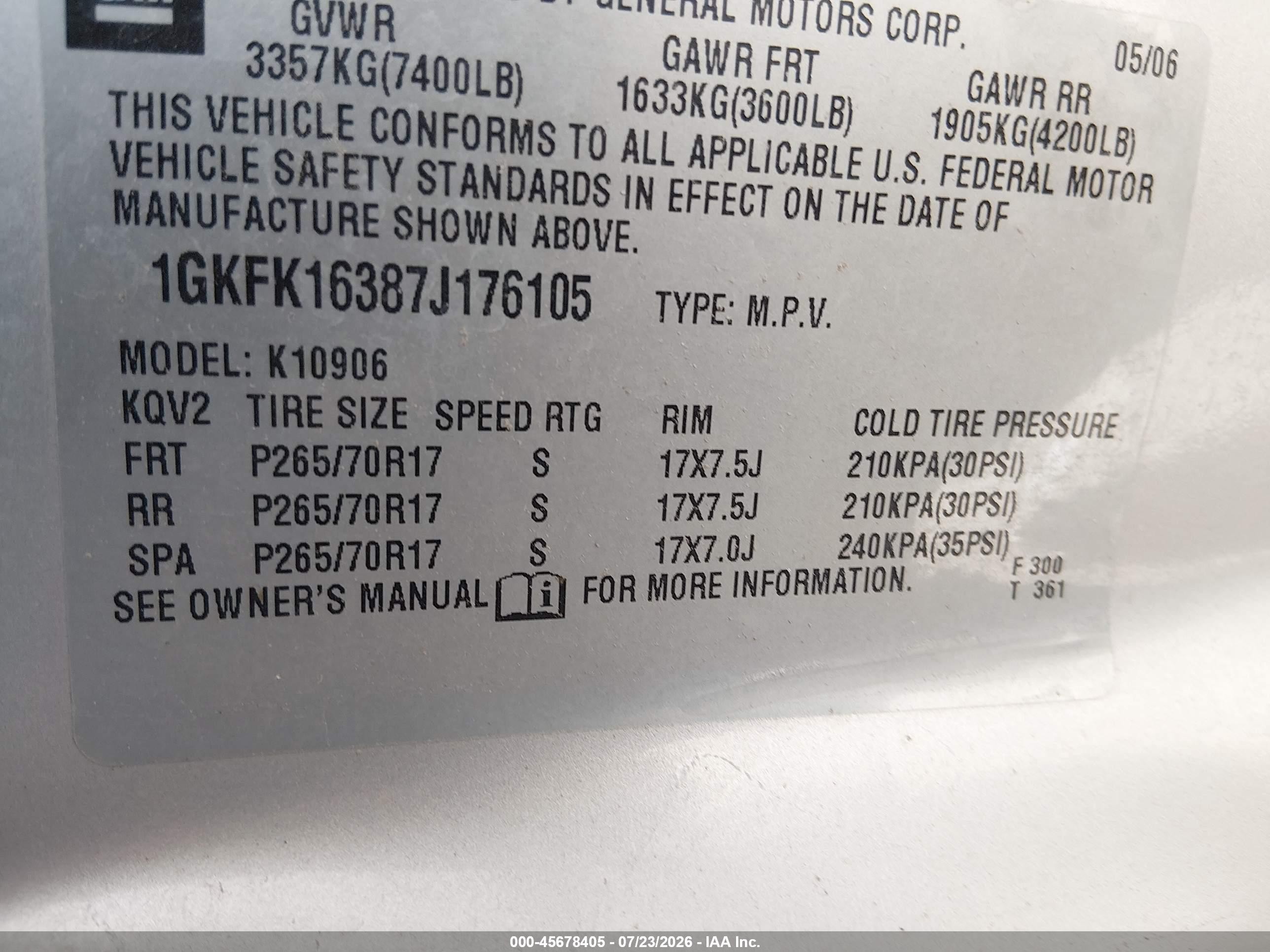 2007 Gmc Yukon Xl Slt Gray vin: 1GKFK16387J176105