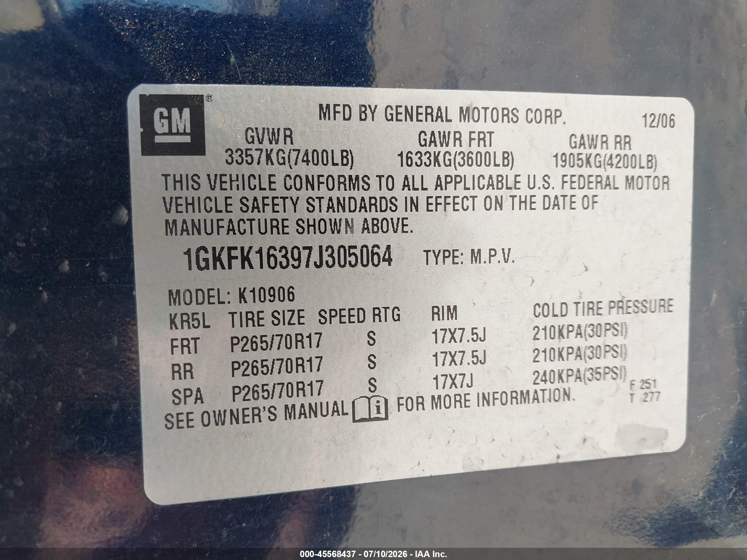 2007 Gmc Yukon Xl Slt Black vin: 1GKFK16397J305064