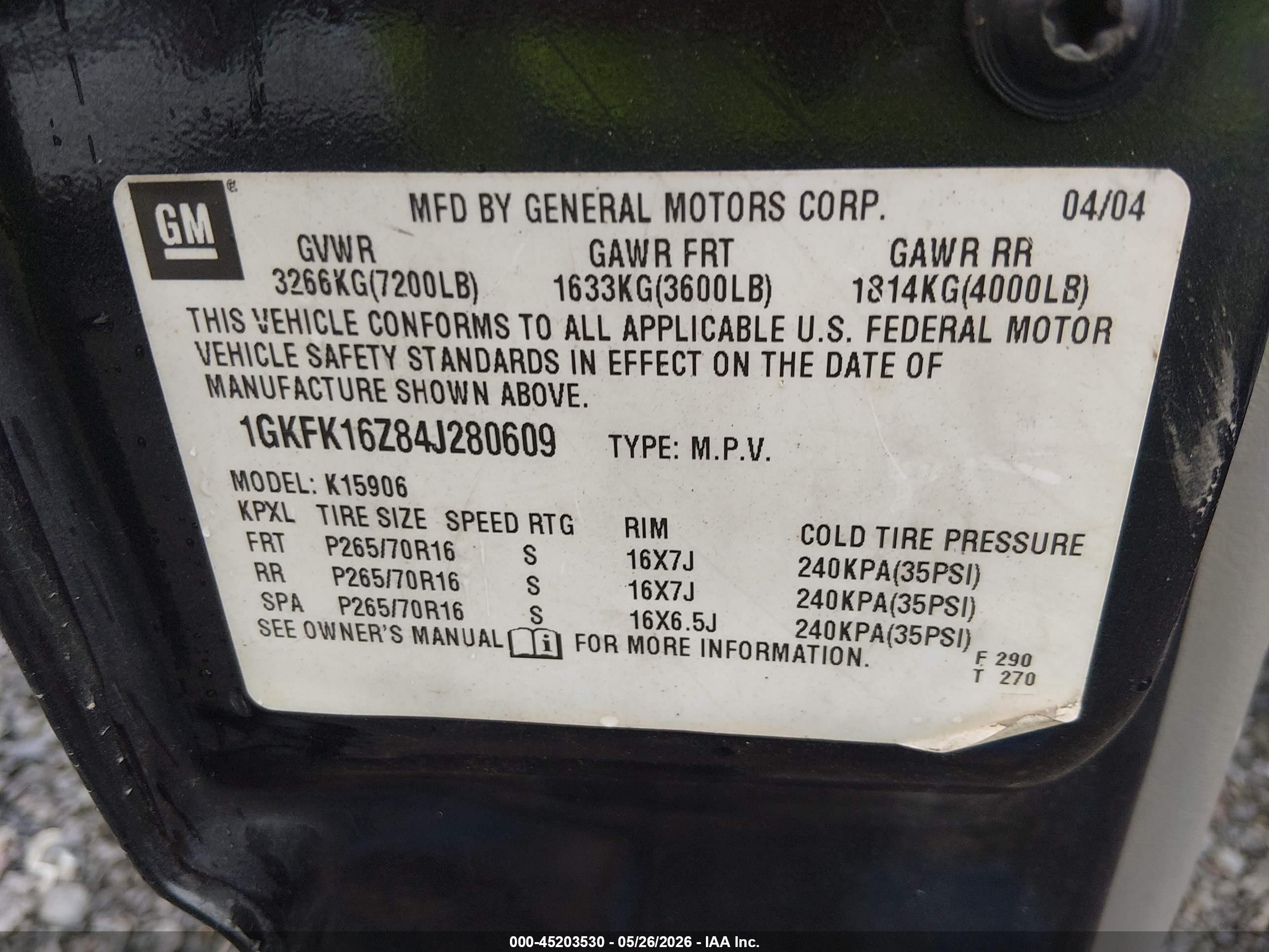2004 Gmc Yukon Xl 1500 Slt Black vin: 1GKFK16Z84J280609