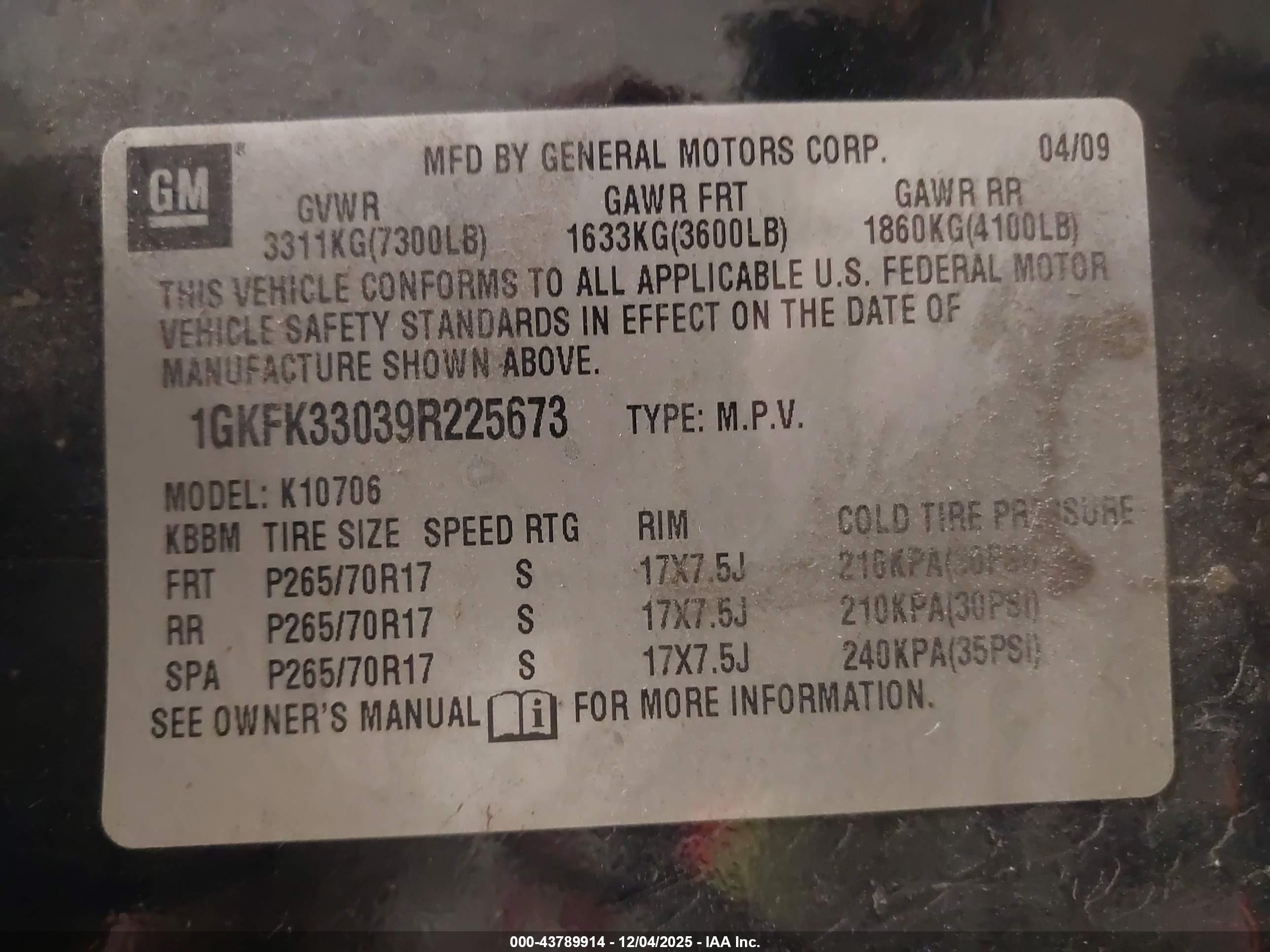 2009 Gmc Yukon Slt2 Черный vin: 1GKFK33039R225673