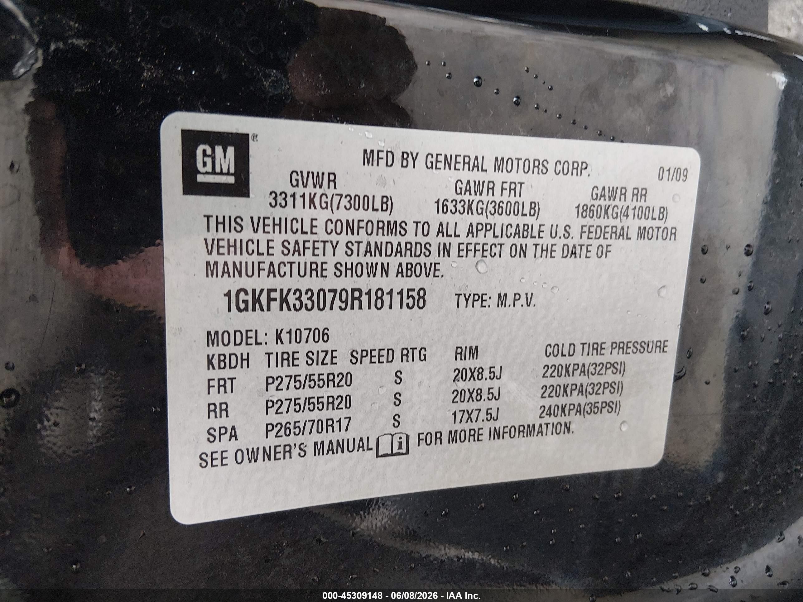 2009 Gmc Yukon Slt2 Black vin: 1GKFK33079R181158