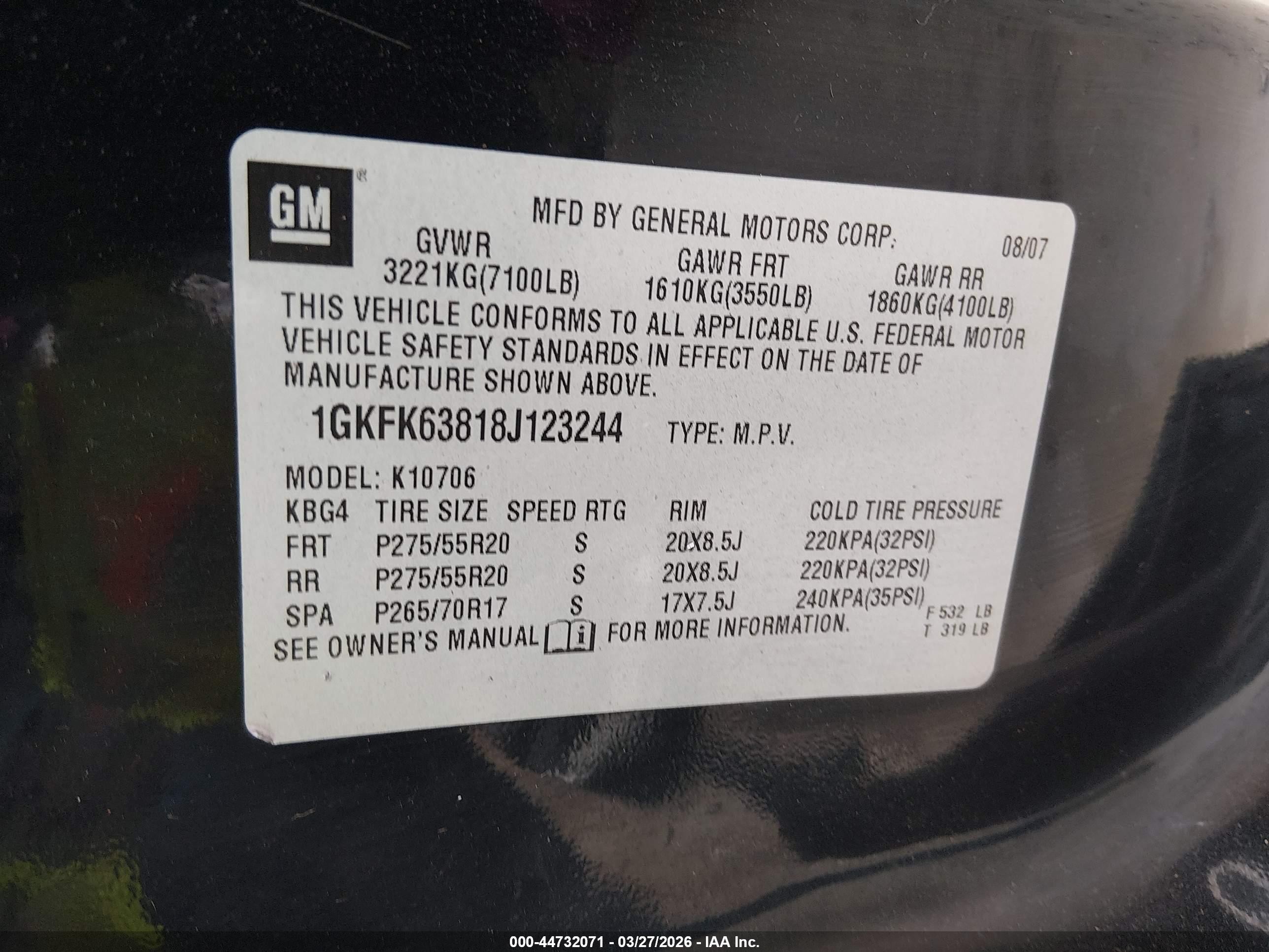 2007 Gmc Yukon Denali Denali Black vin: 1GKFK63867J375165