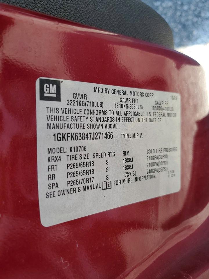 2007 Gmc Yukon Denali Burgundy vin: 1GKFK63847J271466