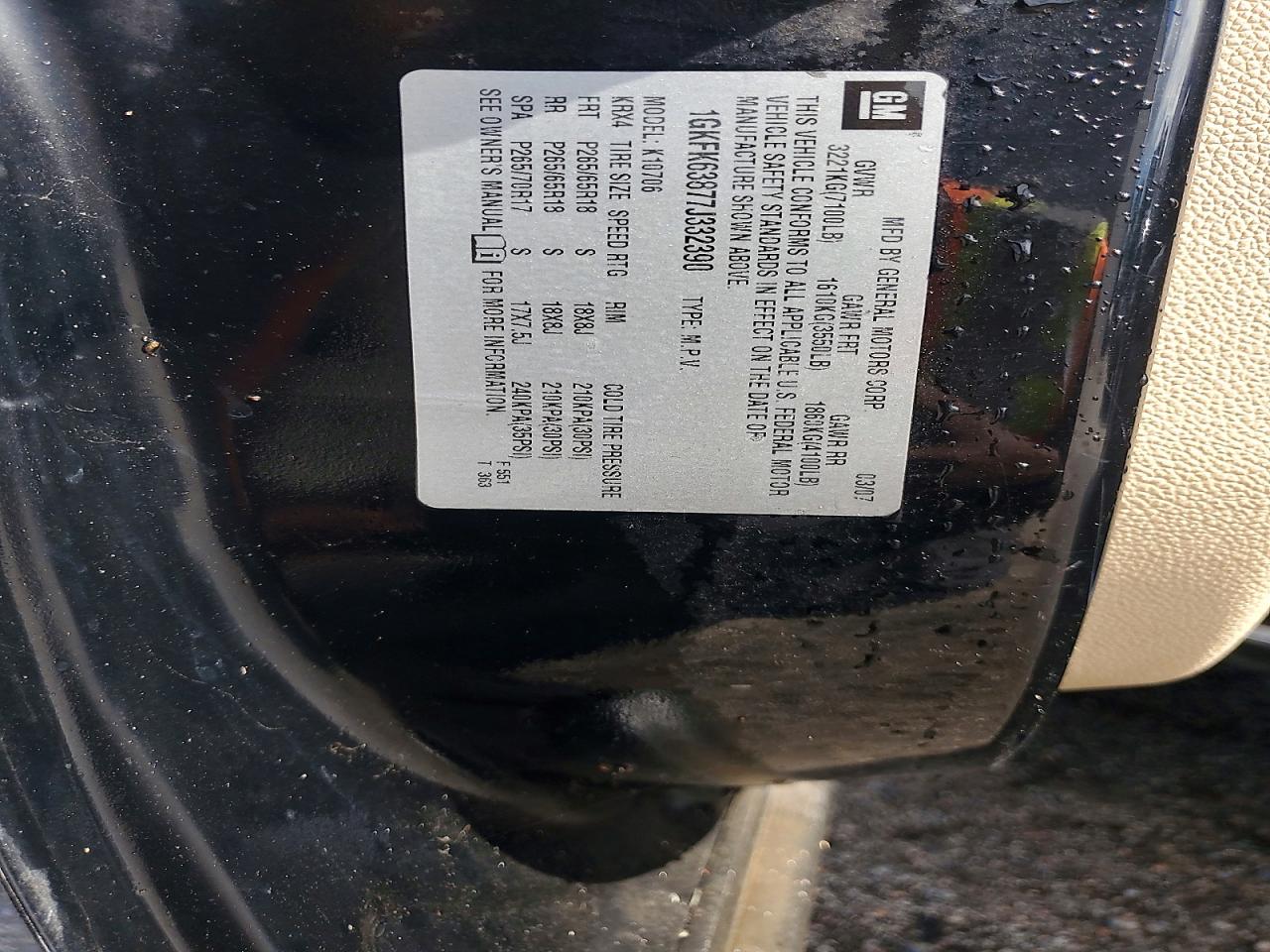2007 Gmc Yukon Denali Black vin: 1GKFK63877J332390