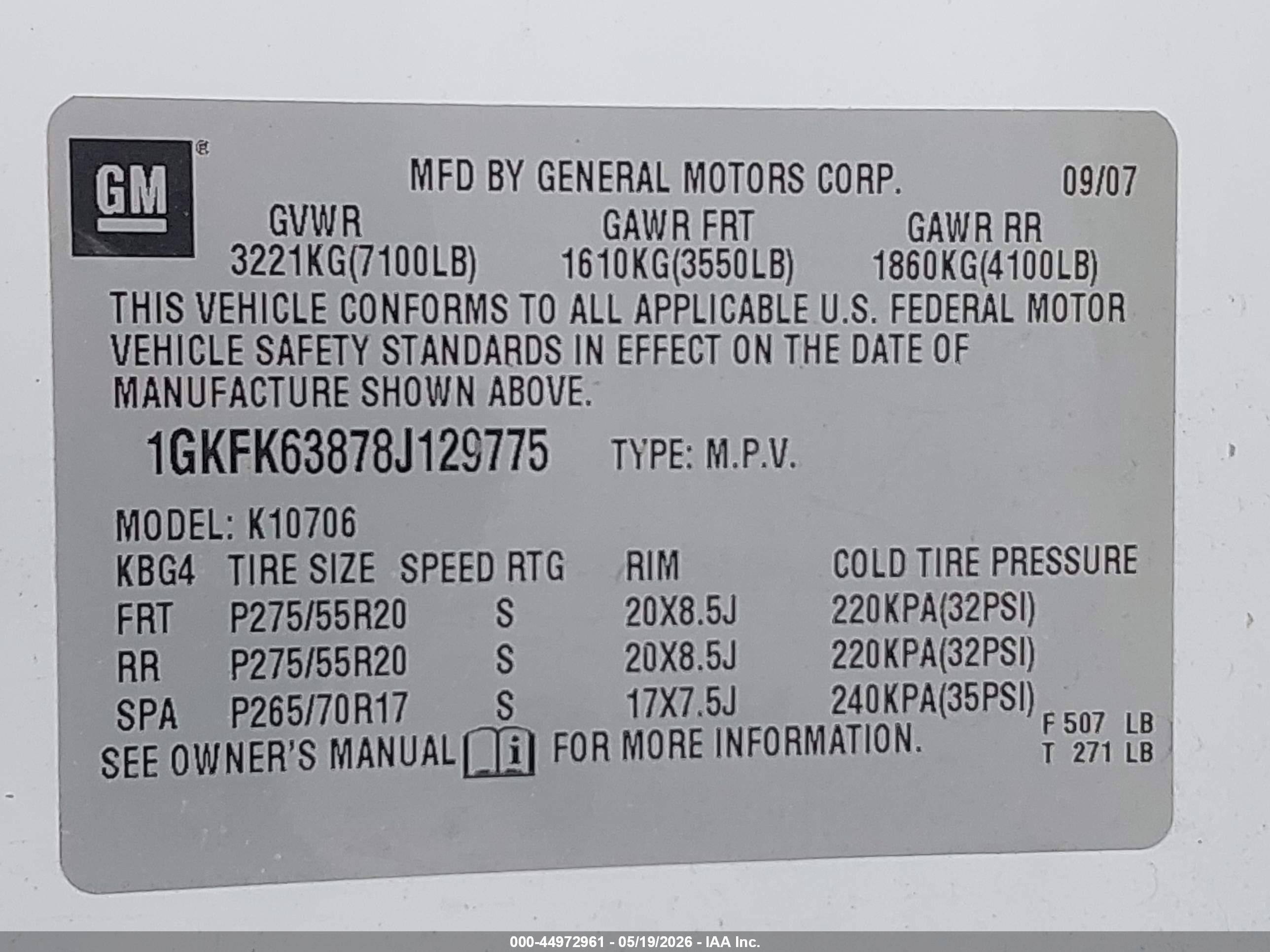 2008 Gmc Yukon Denali White vin: 1GKFK63878J129775