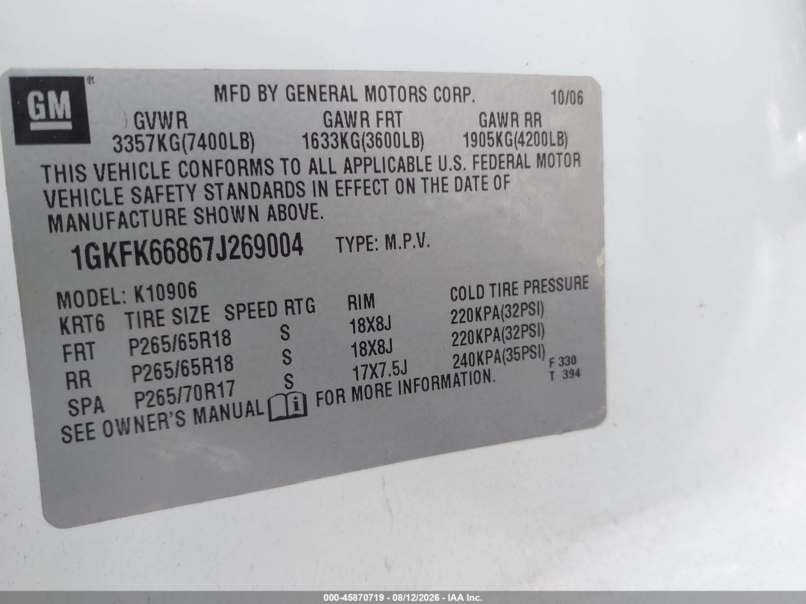 2007 Gmc Yukon Xl Denali Denali Белый vin: 1GKFK66867J269004