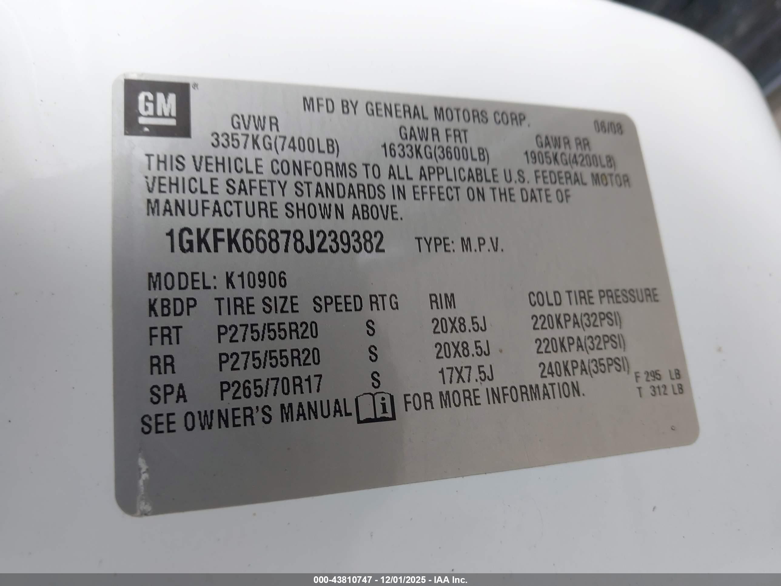 2008 Gmc Yukon Xl 1500 Denali Белый vin: 1GKFK66878J239382