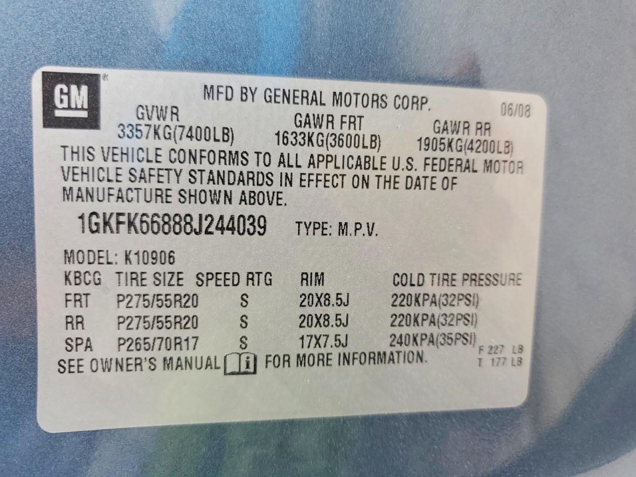 2008 Gmc Yukon Xl Denali Blue vin: 1GKFK66888J244039