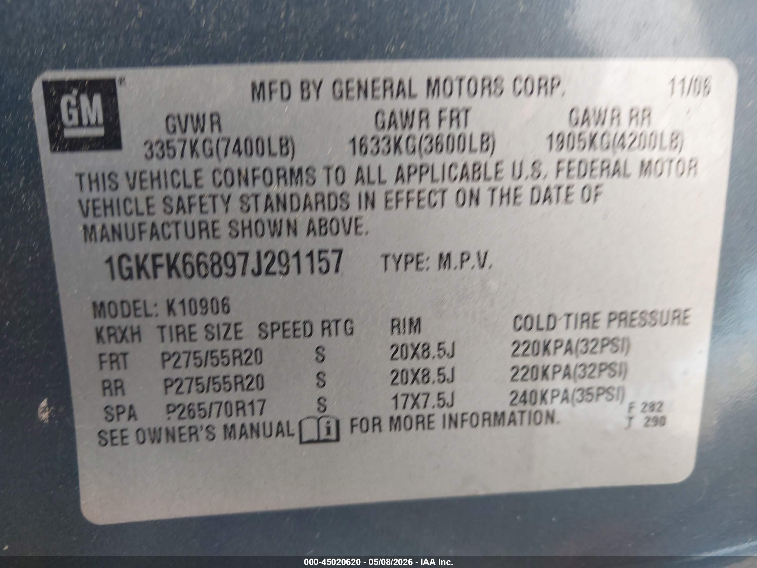 2007 Gmc Yukon Xl 1500 Denali Blue vin: 1GKFK66897J291157