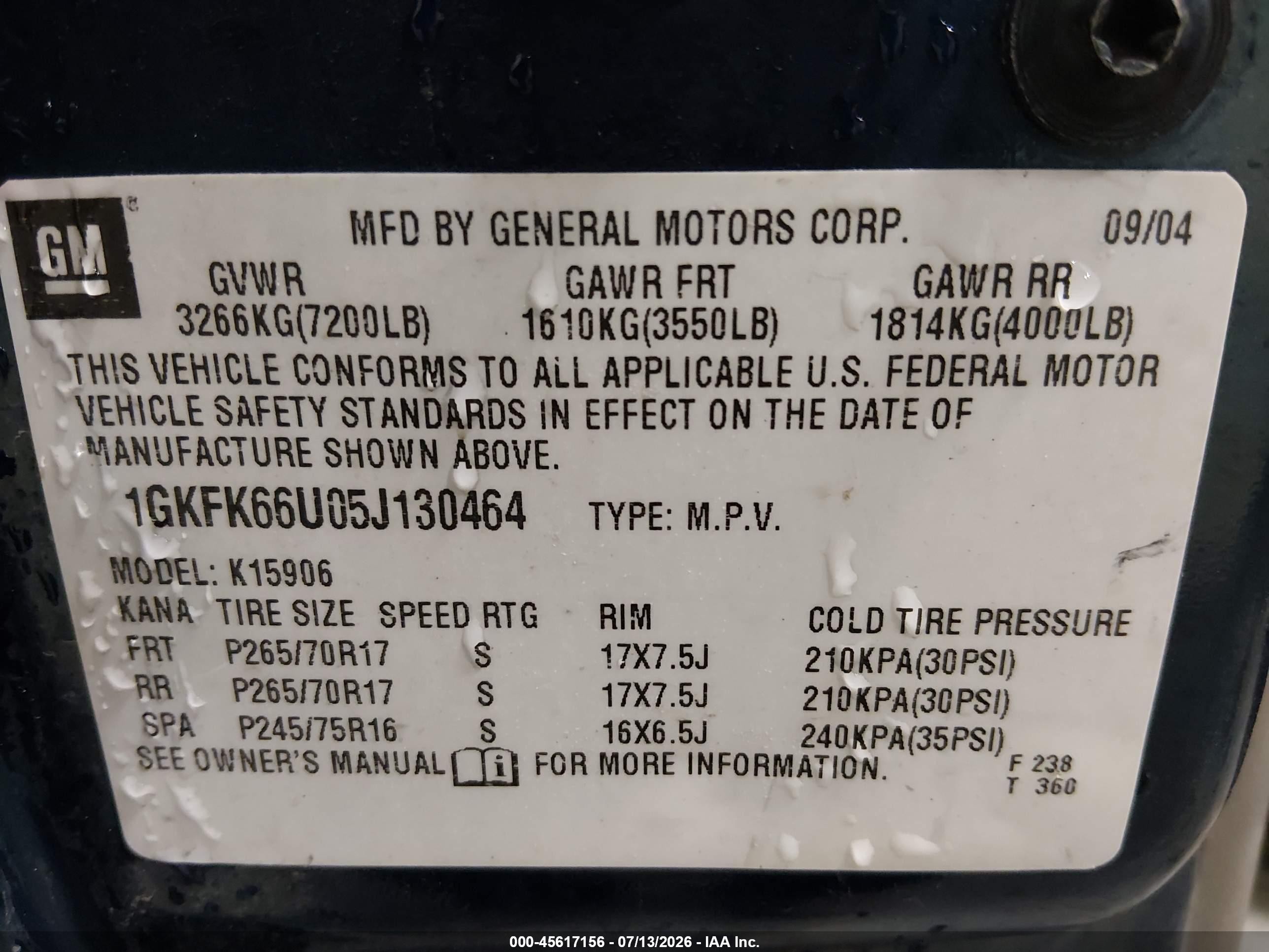 2005 Gmc Yukon Xl 1500 Denali Blue vin: 1GKFK66U05J130464
