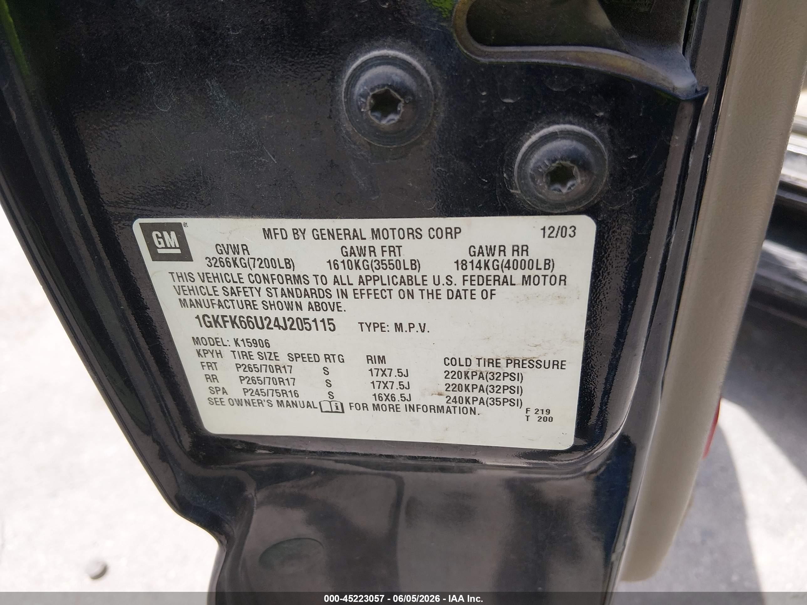 2004 Gmc Yukon Xl 1500 Denali Черный vin: 1GKFK66U24J205115