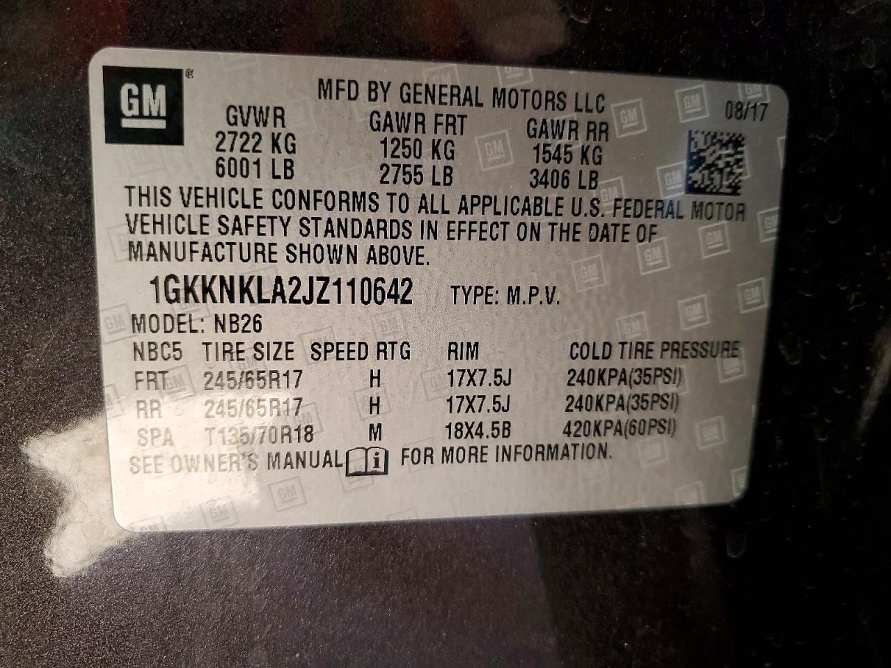 2018 Gmc Acadia Sle Gray vin: 1GKKNKLA2JZ110642