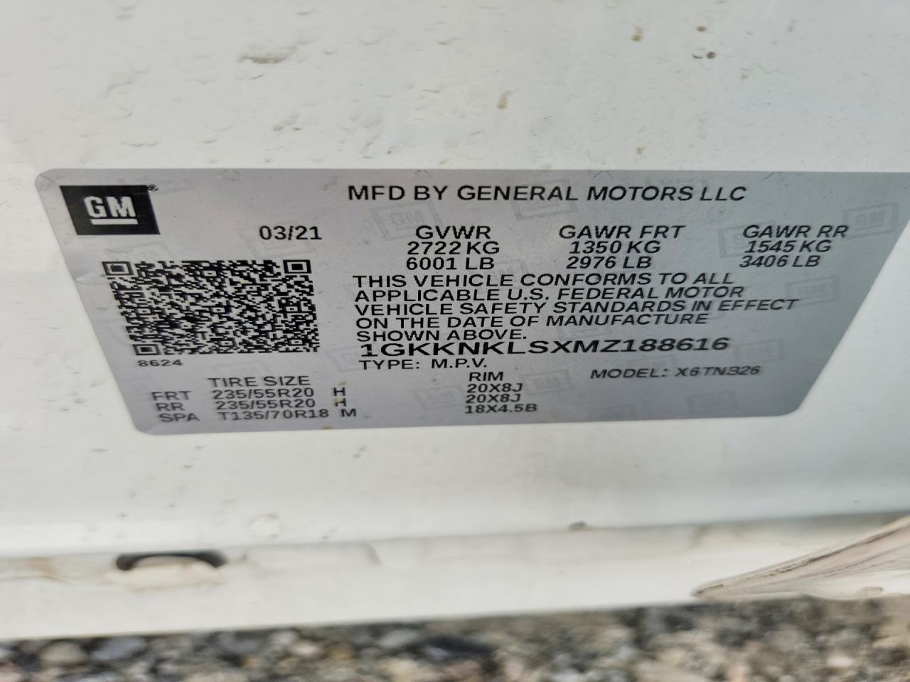 2021 Gmc Acadia Sle White vin: 1GKKNKLSXMZ188616