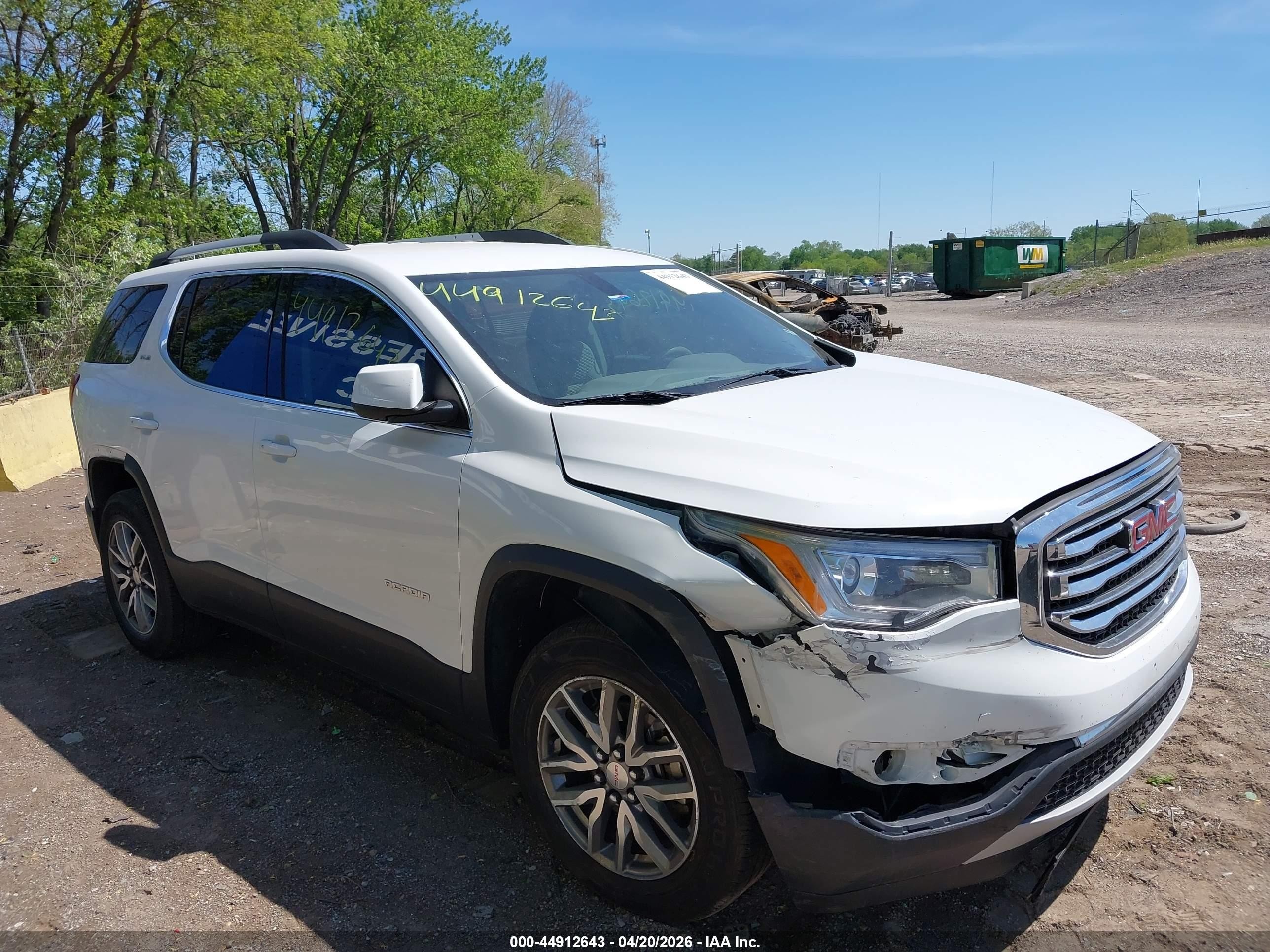 2017 Gmc Acadia Sle-2 White vin: 1GKKNLLA0HZ224977