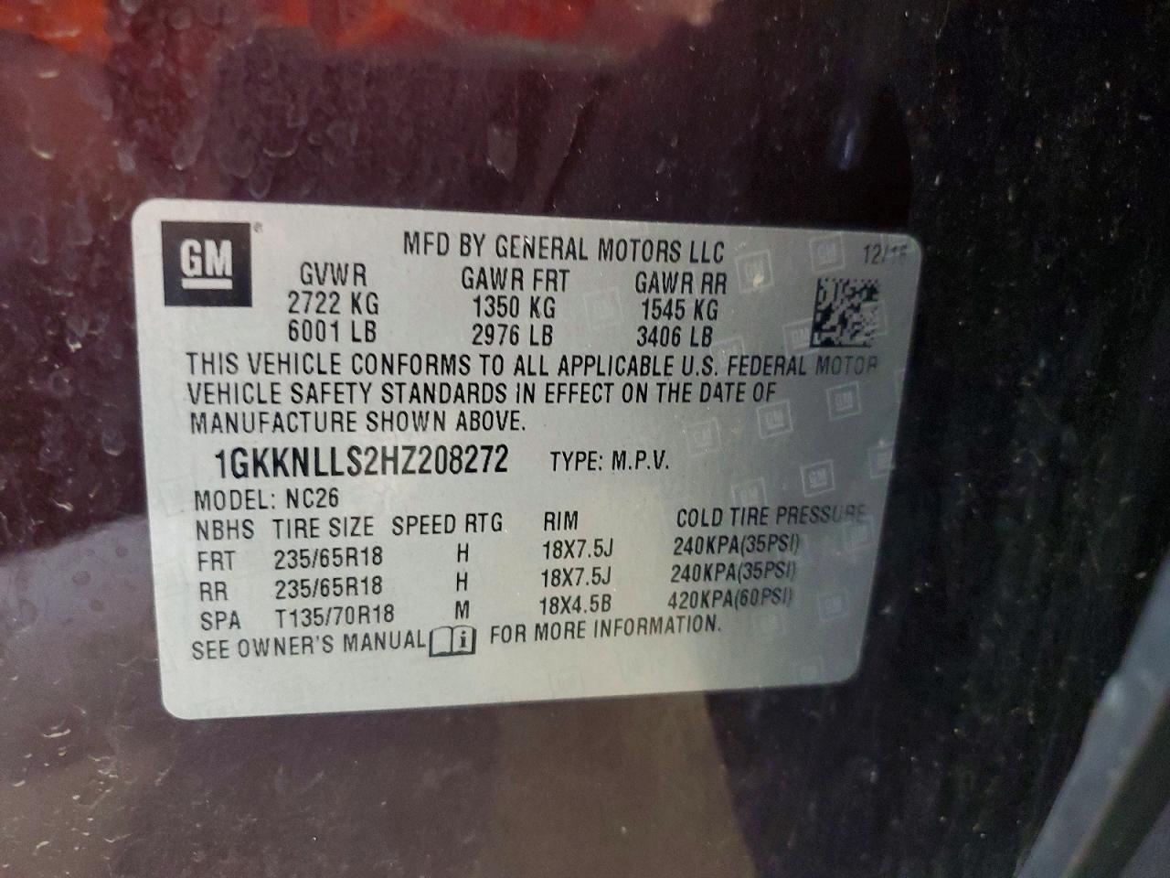 2017 Gmc Acadia Sle Burgundy vin: 1GKKNLLS2HZ208272
