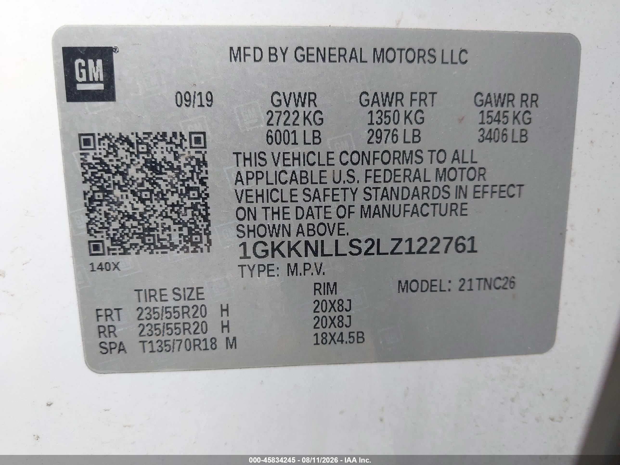 2020 Gmc Acadia Awd At4 White vin: 1GKKNLLS2LZ122761