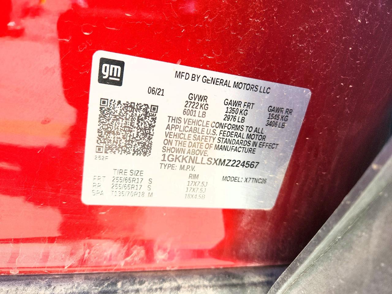 2021 Gmc Acadia At4 Red vin: 1GKKNLLSXMZ224567