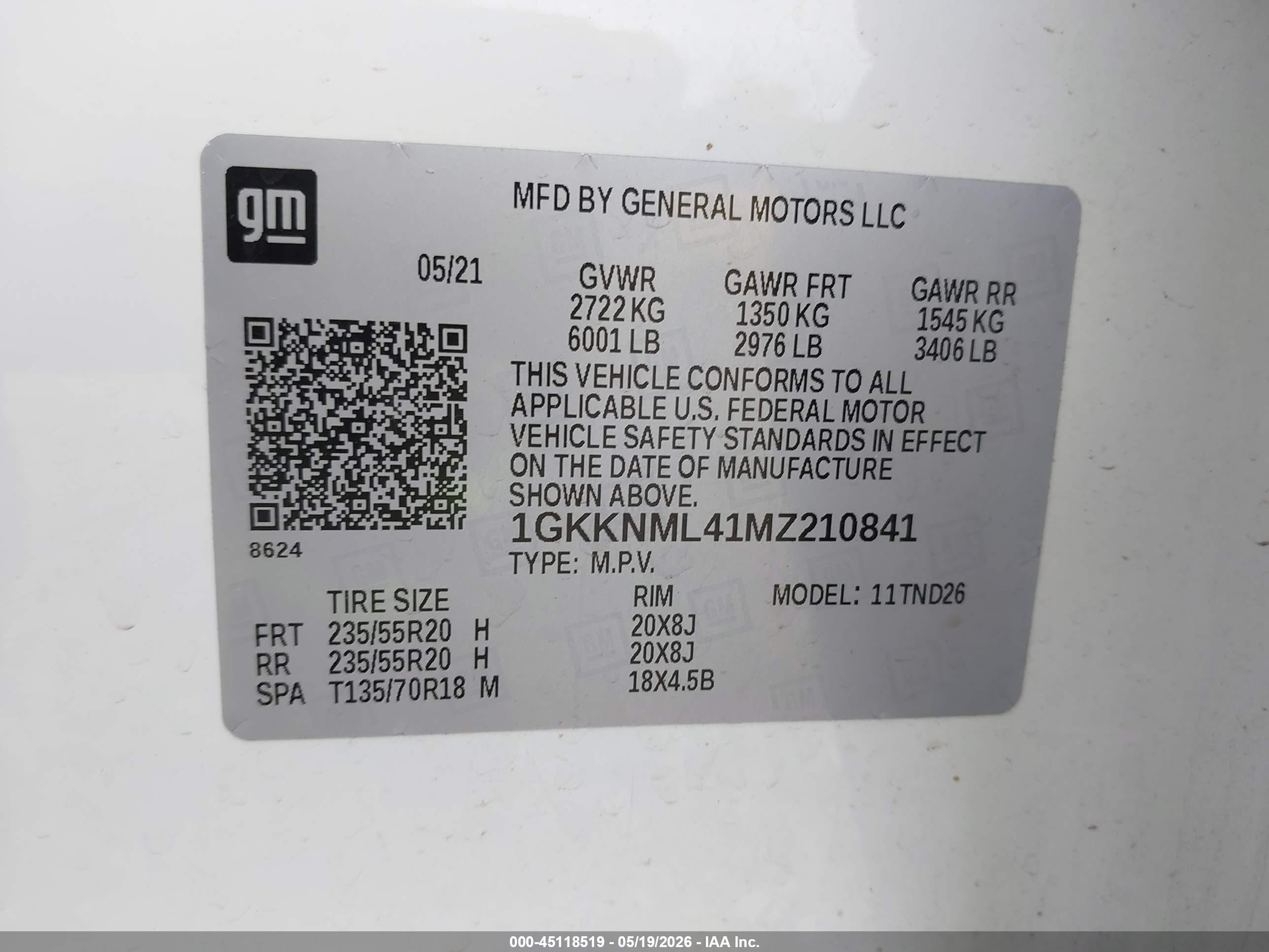 2021 Gmc Acadia Fwd Slt White vin: 1GKKNML41MZ210841