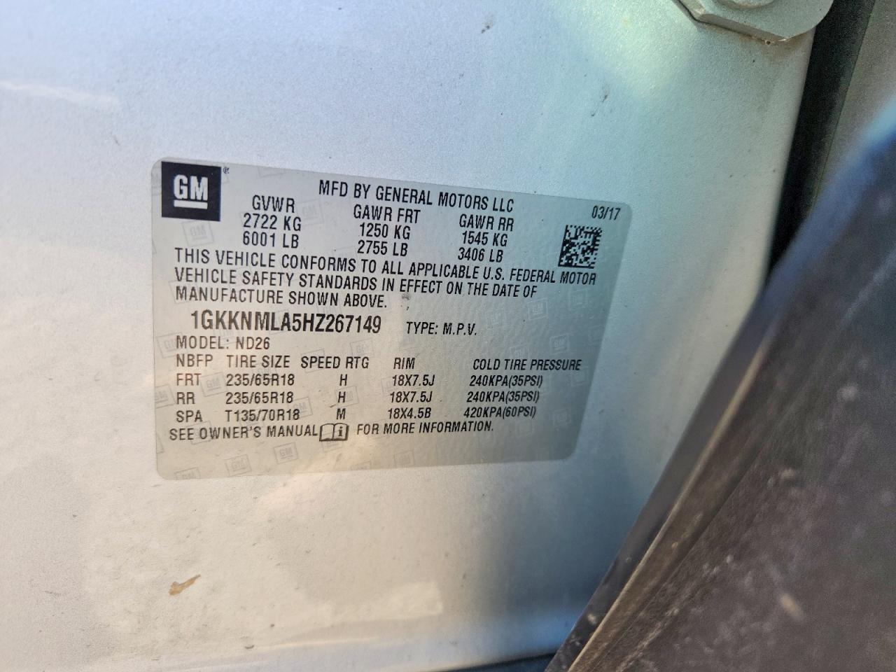 2017 Gmc Acadia Slt-1 Серебряный vin: 1GKKNMLA5HZ267149