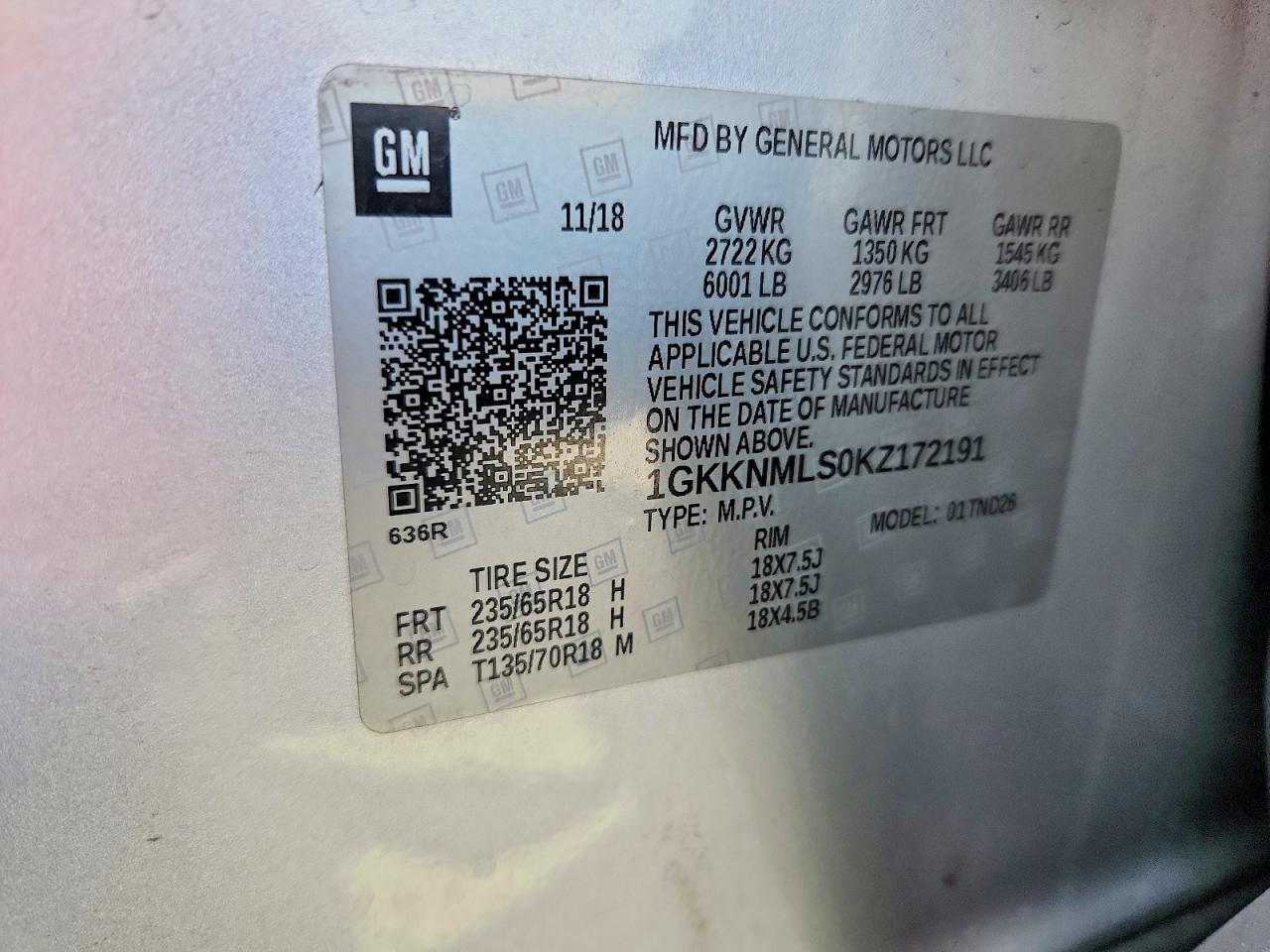 2019 Gmc Acadia Slt-1 Silver vin: 1GKKNMLS0KZ172191