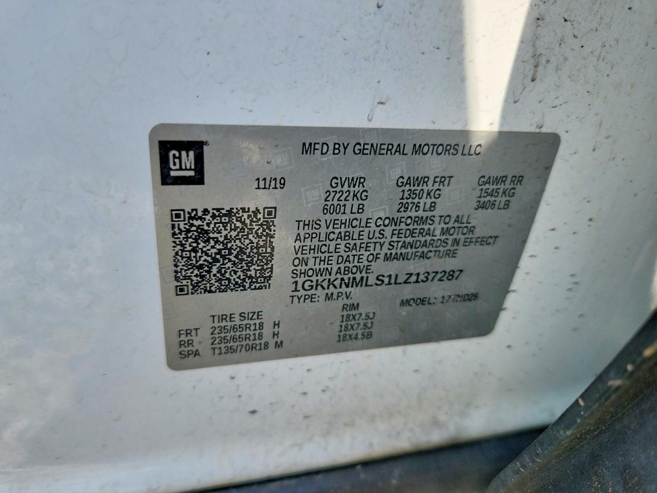 2020 Gmc Acadia Slt White vin: 1GKKNMLS1LZ137287