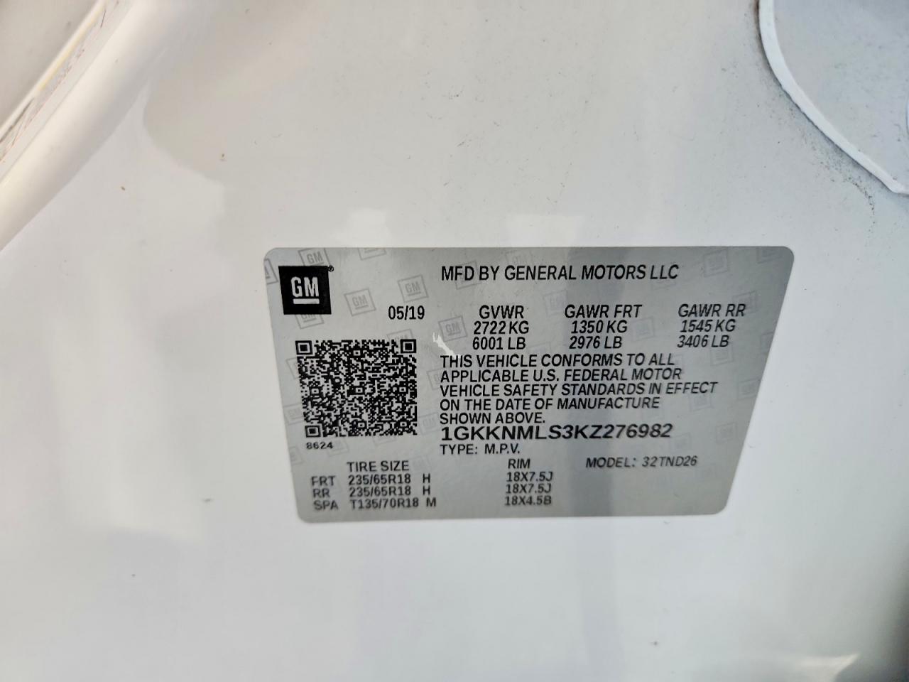 2019 Gmc Acadia Slt-1 Белый vin: 1GKKNMLS3KZ276982