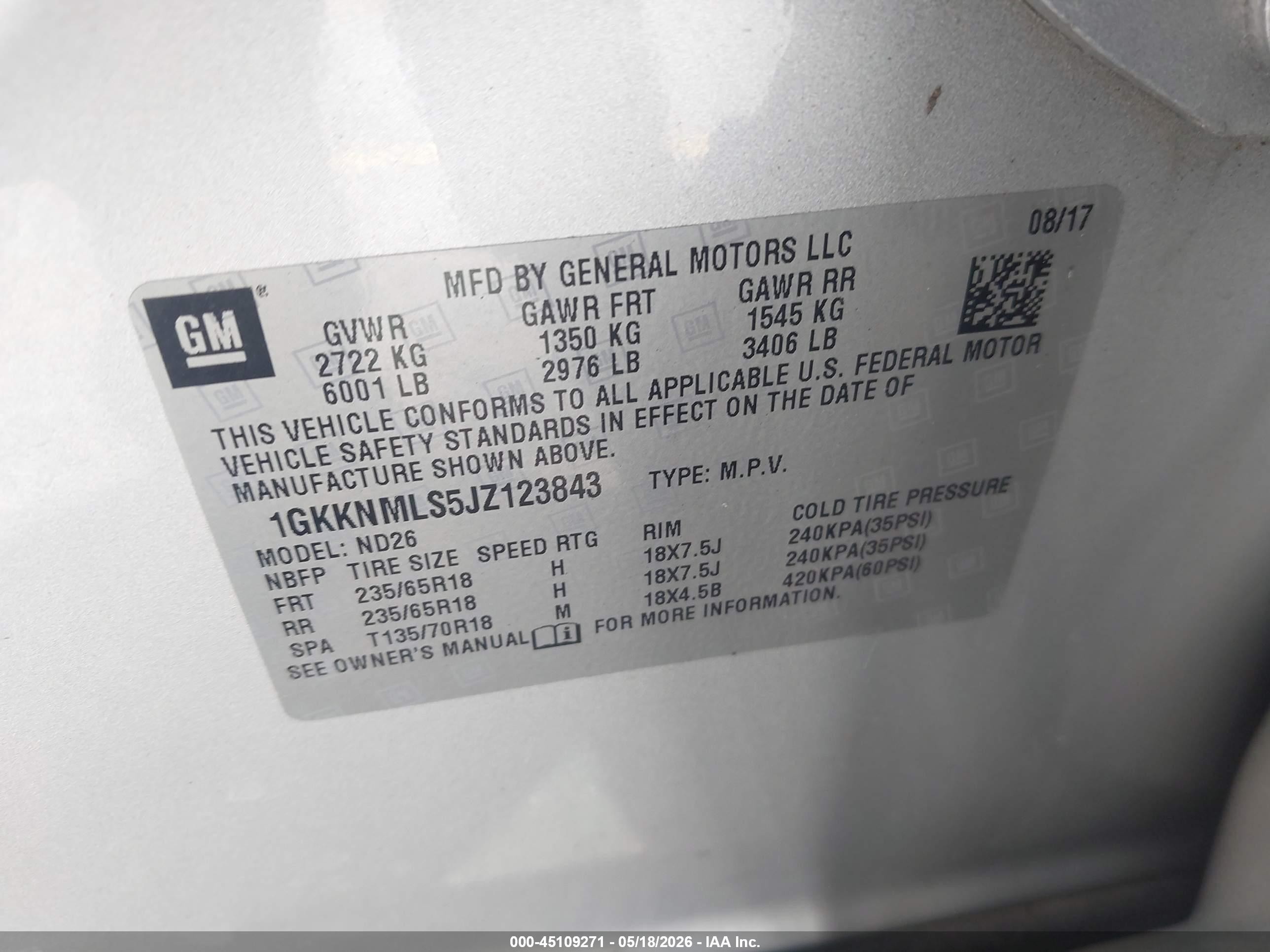 2018 Gmc Acadia Slt-1 Silver vin: 1GKKNMLS5JZ123843