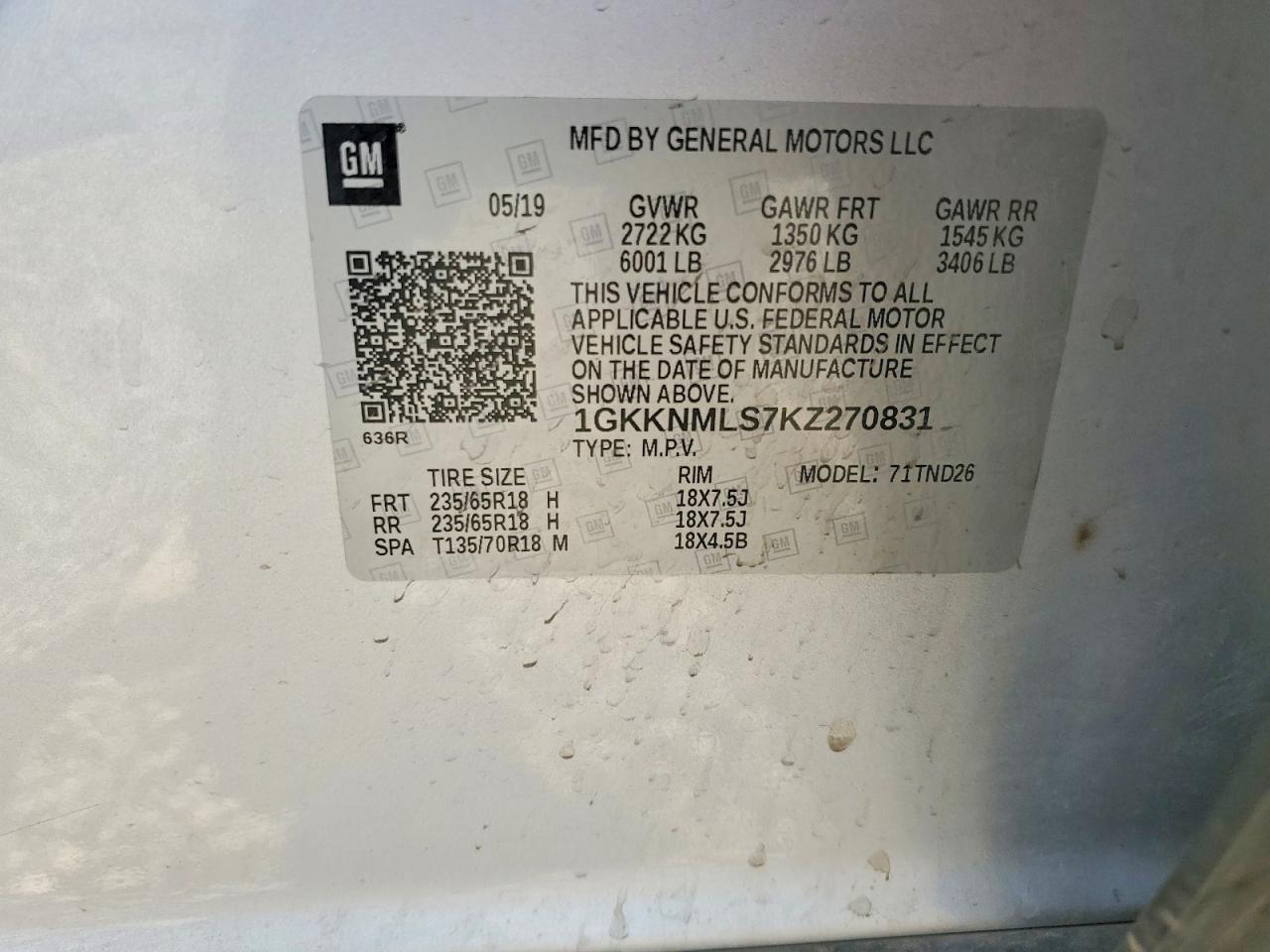 2019 Gmc Acadia Slt-1 Silver vin: 1GKKNMLS7KZ270831