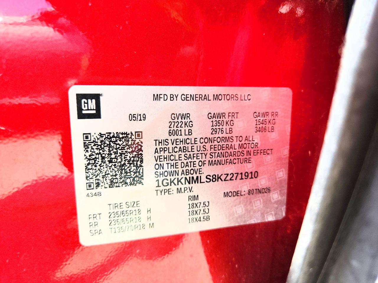 2019 Gmc Acadia Slt-1 Red vin: 1GKKNMLS8KZ271910