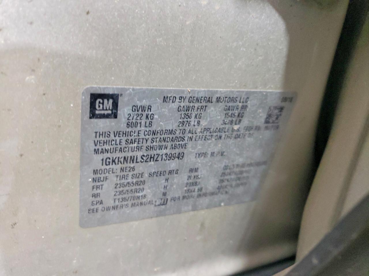 2017 Gmc Acadia Slt-2 Cream vin: 1GKKNNLS2HZ139949