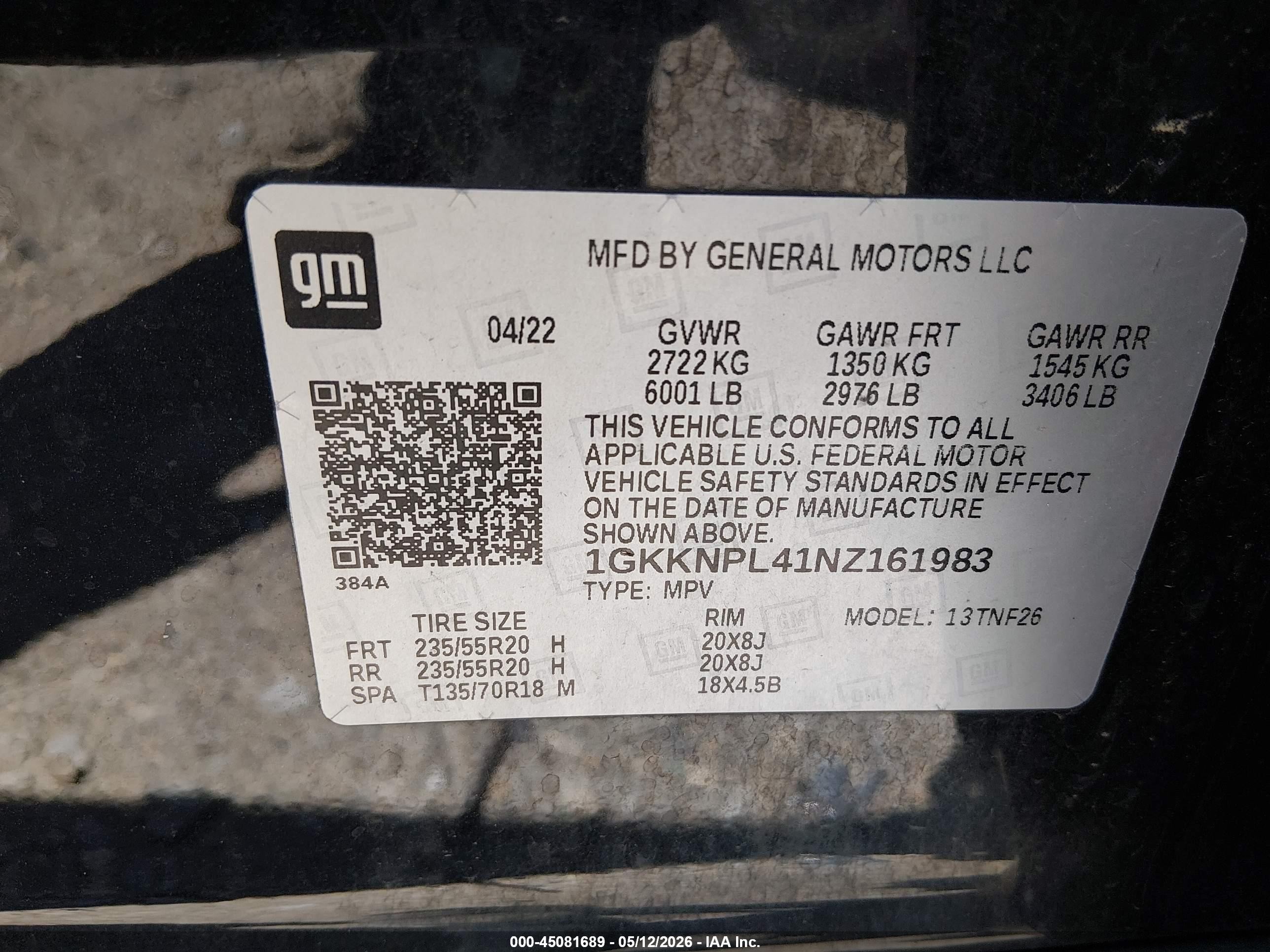 2022 Gmc Acadia Fwd Denali Black vin: 1GKKNPL41NZ161983