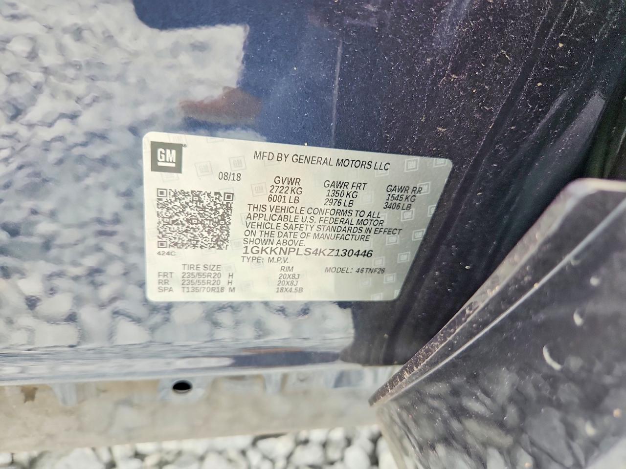 2019 Gmc Acadia Denali Blue vin: 1GKKNPLS4KZ130446