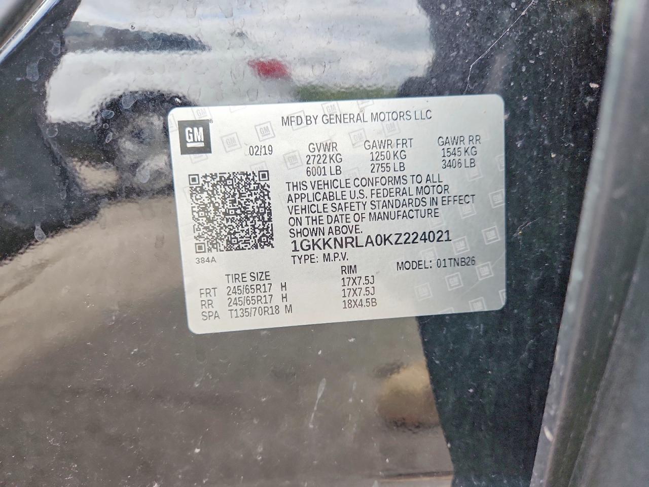 2019 Gmc Acadia Sle Black vin: 1GKKNRLA0KZ224021