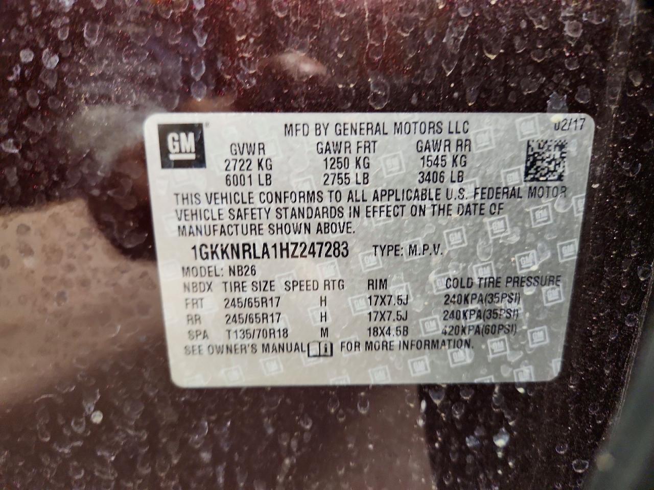 2017 Gmc Acadia Sle Maroon vin: 1GKKNRLA1HZ247283