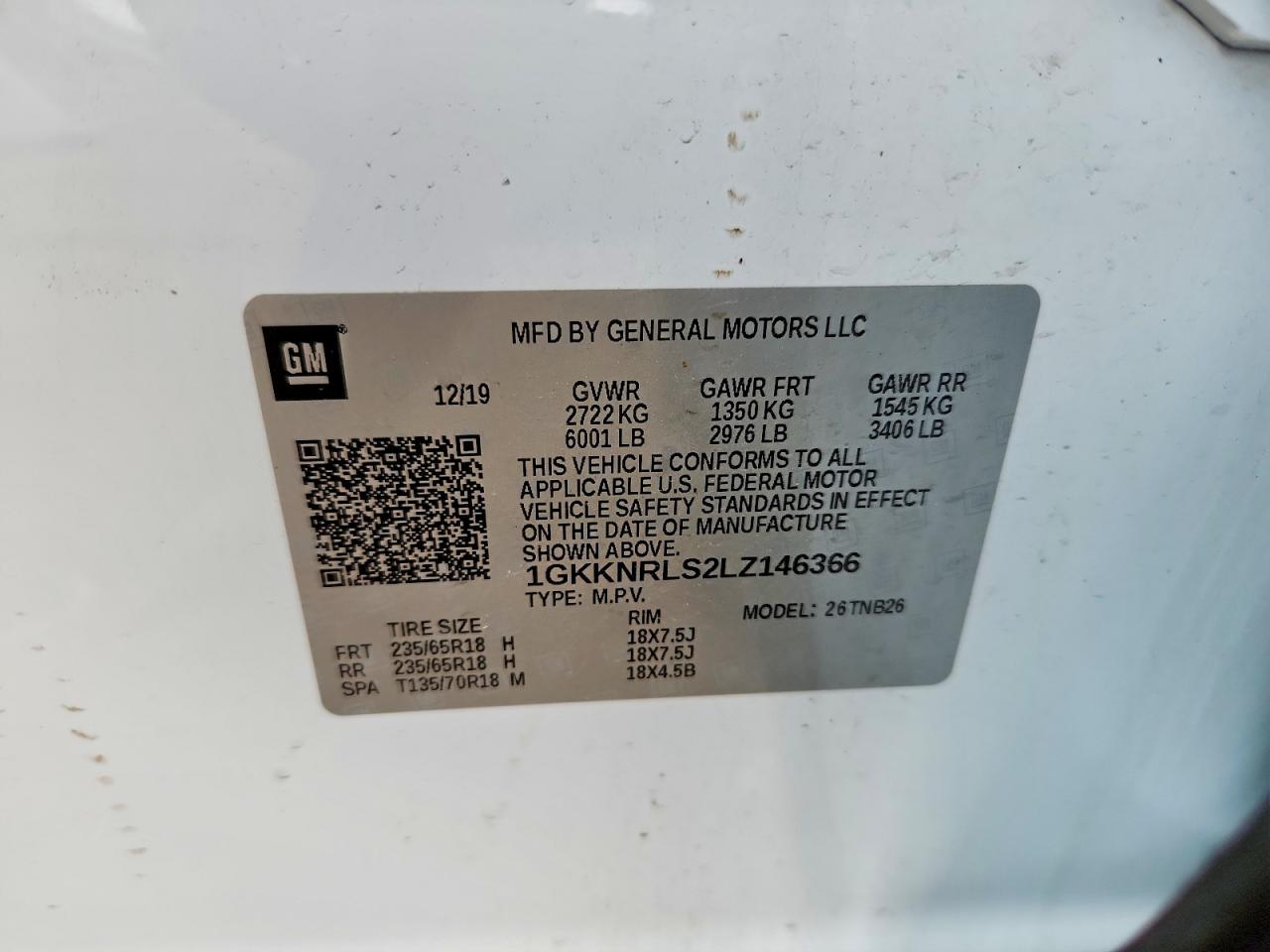 2020 Gmc Acadia Sle Белый vin: 1GKKNRLS2LZ146366