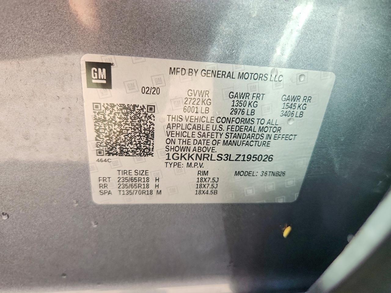 2020 Gmc Acadia Sle Gray vin: 1GKKNRLS3LZ195026