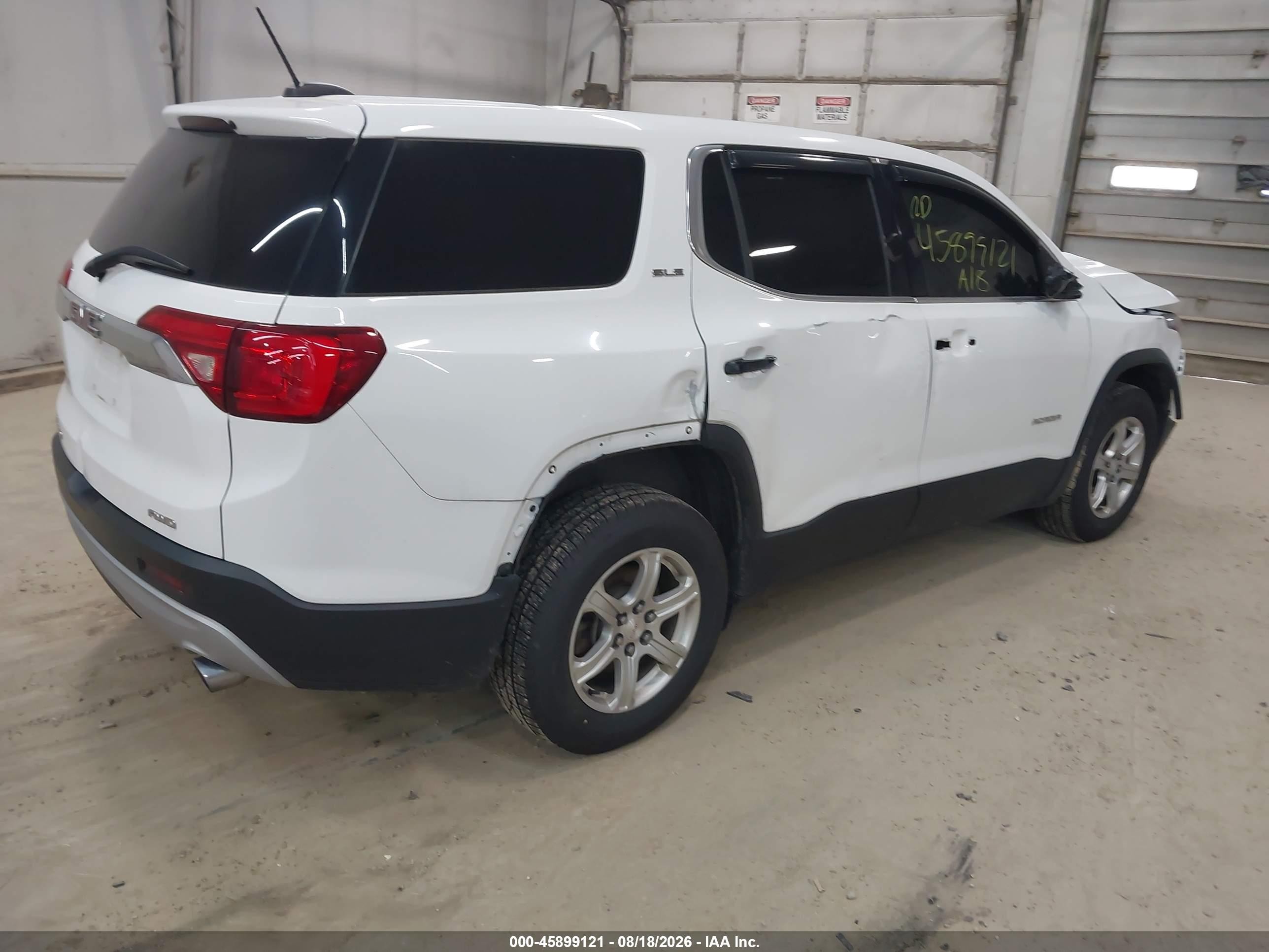 2018 Gmc Acadia Sle-1 White vin: 1GKKNRLS7JZ183264