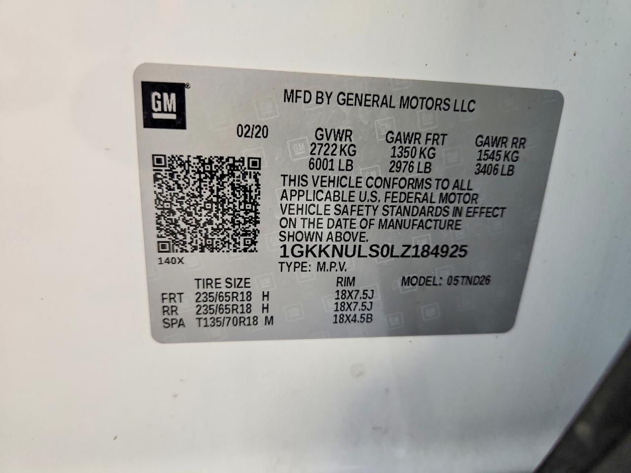 2020 Gmc Acadia Slt White vin: 1GKKNULS0LZ184925