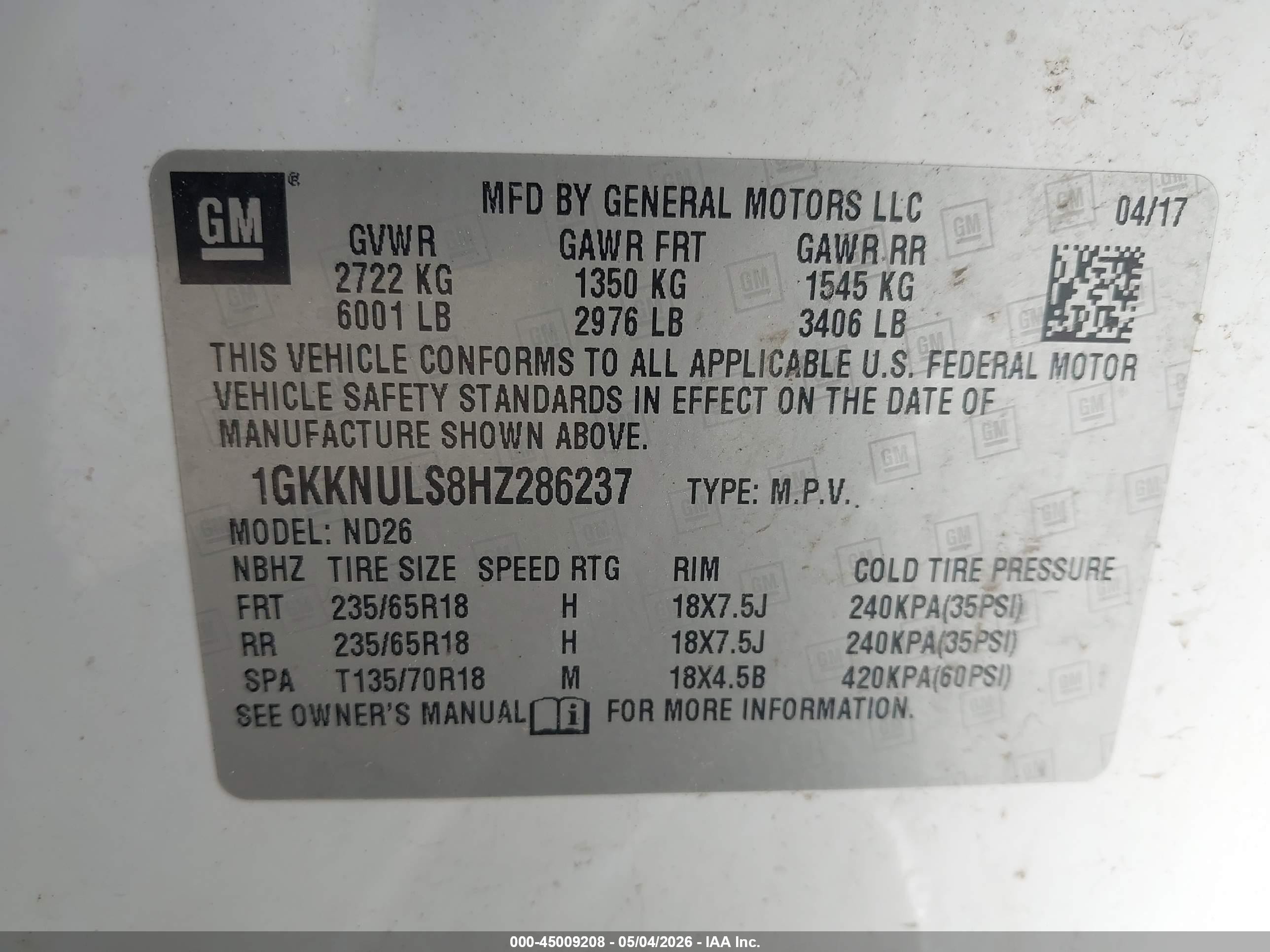 2017 Gmc Acadia Slt-1 White vin: 1GKKNULS8HZ286237