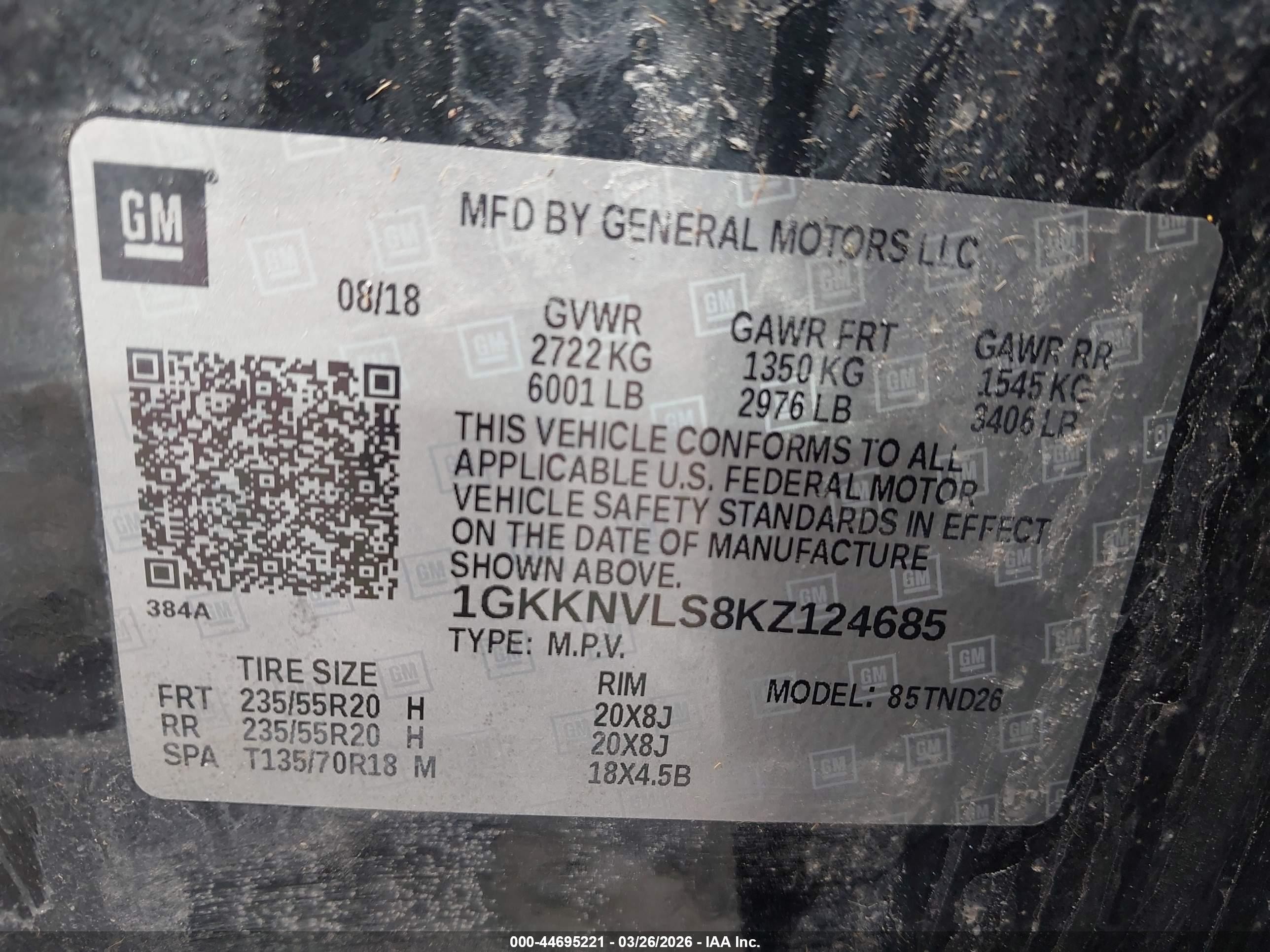 2019 Gmc Acadia Slt-1 Black vin: 1GKKNVLS8KZ124685