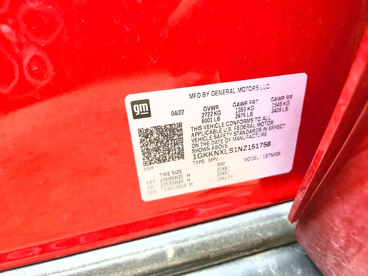 2022 Gmc Acadia Denali Red vin: 1GKKNXLS1NZ151758