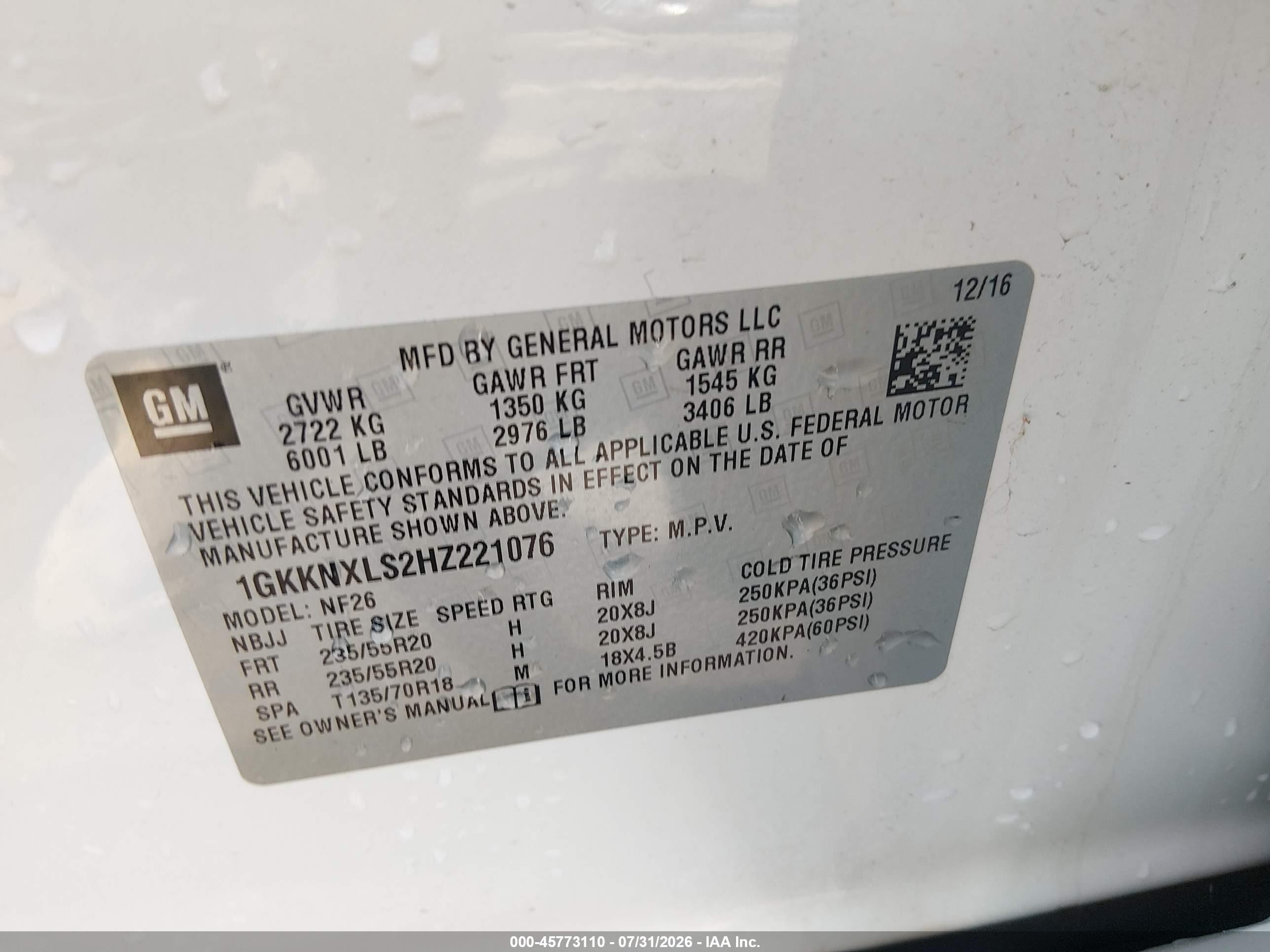 2017 Gmc Acadia Denali White vin: 1GKKNXLS2HZ221076