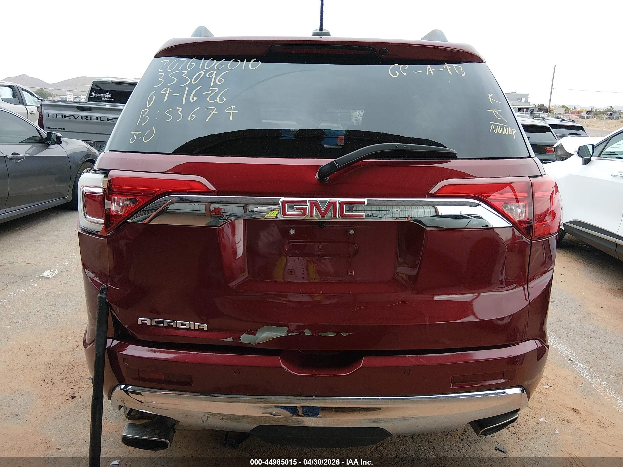 2017 Gmc Acadia Denali Red vin: 1GKKNXLS2HZ266020