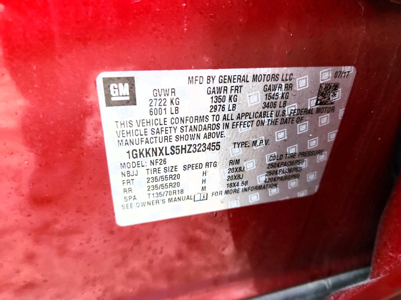 2017 Gmc Acadia Denali Red vin: 1GKKNXLS5HZ323455