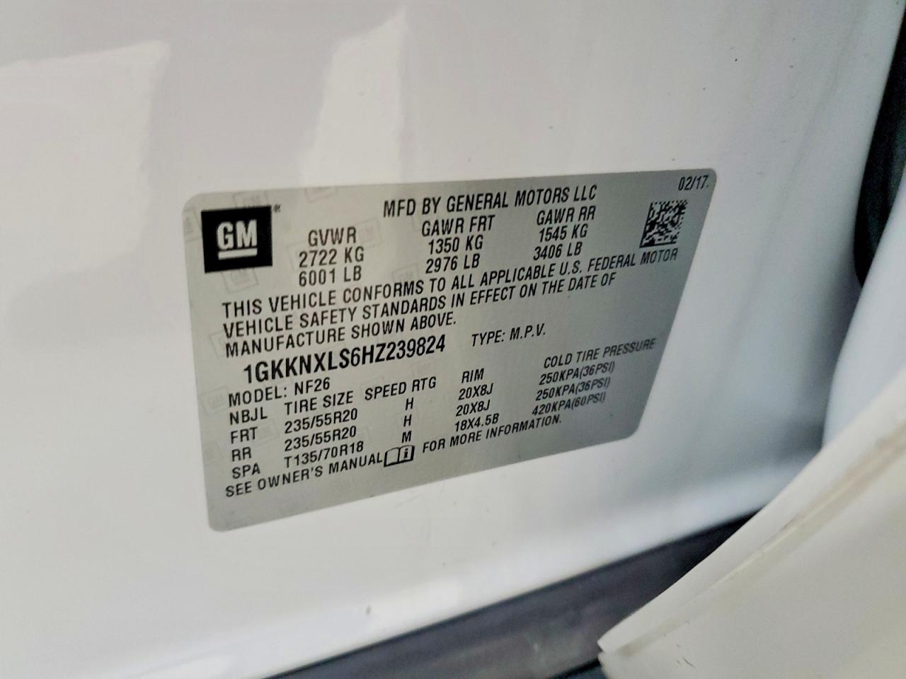 2017 Gmc Acadia Denali White vin: 1GKKNXLS6HZ239824