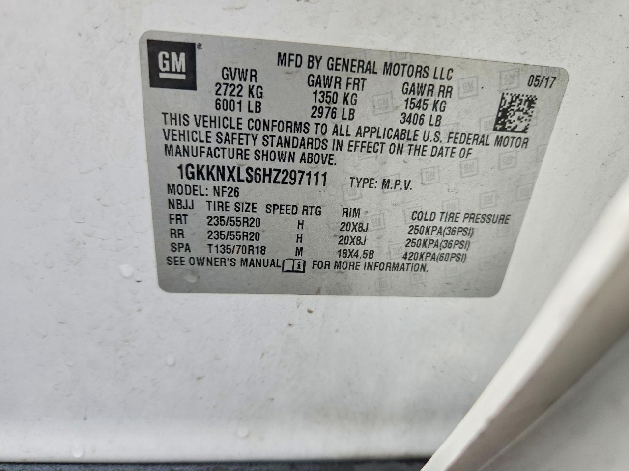 2017 Gmc Acadia Denali White vin: 1GKKNXLS6HZ297111